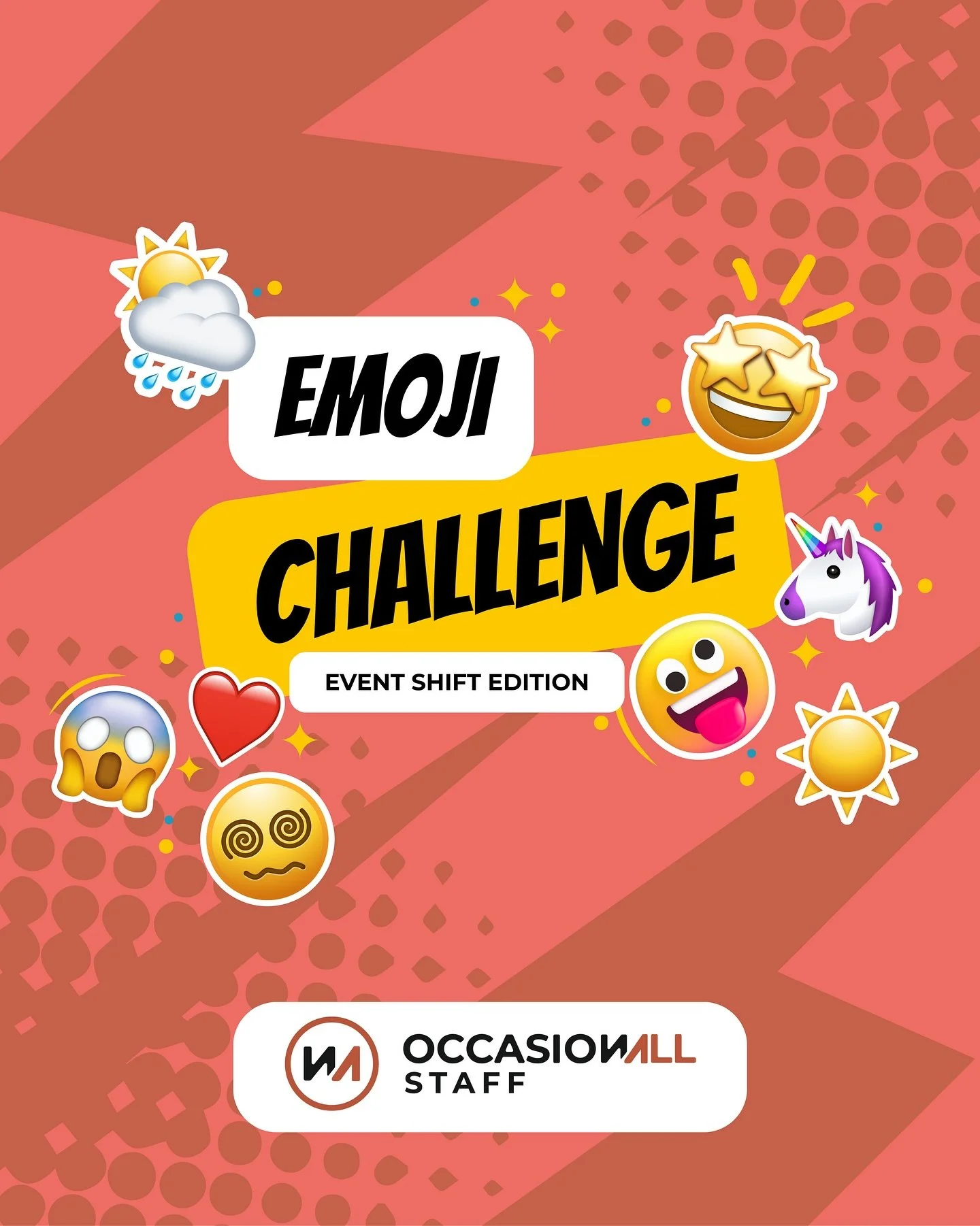 🚨 Alright Occasionall crew&hellip; time to spill the tea 🍵 (in emoji form)
Your challenge: describe your last shift using ONLY emojis. No words. No context. Just a string of tiny pictures telling the busyness, the glamour, the not so glamorous 😬 a