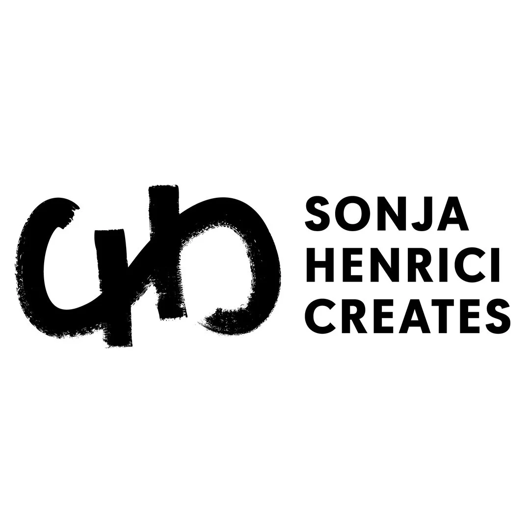 Logo with stylized letters and the text 'Sonja Henrici Creates' in black on a white background. Documentary, editor, filmmaker, cinematographer