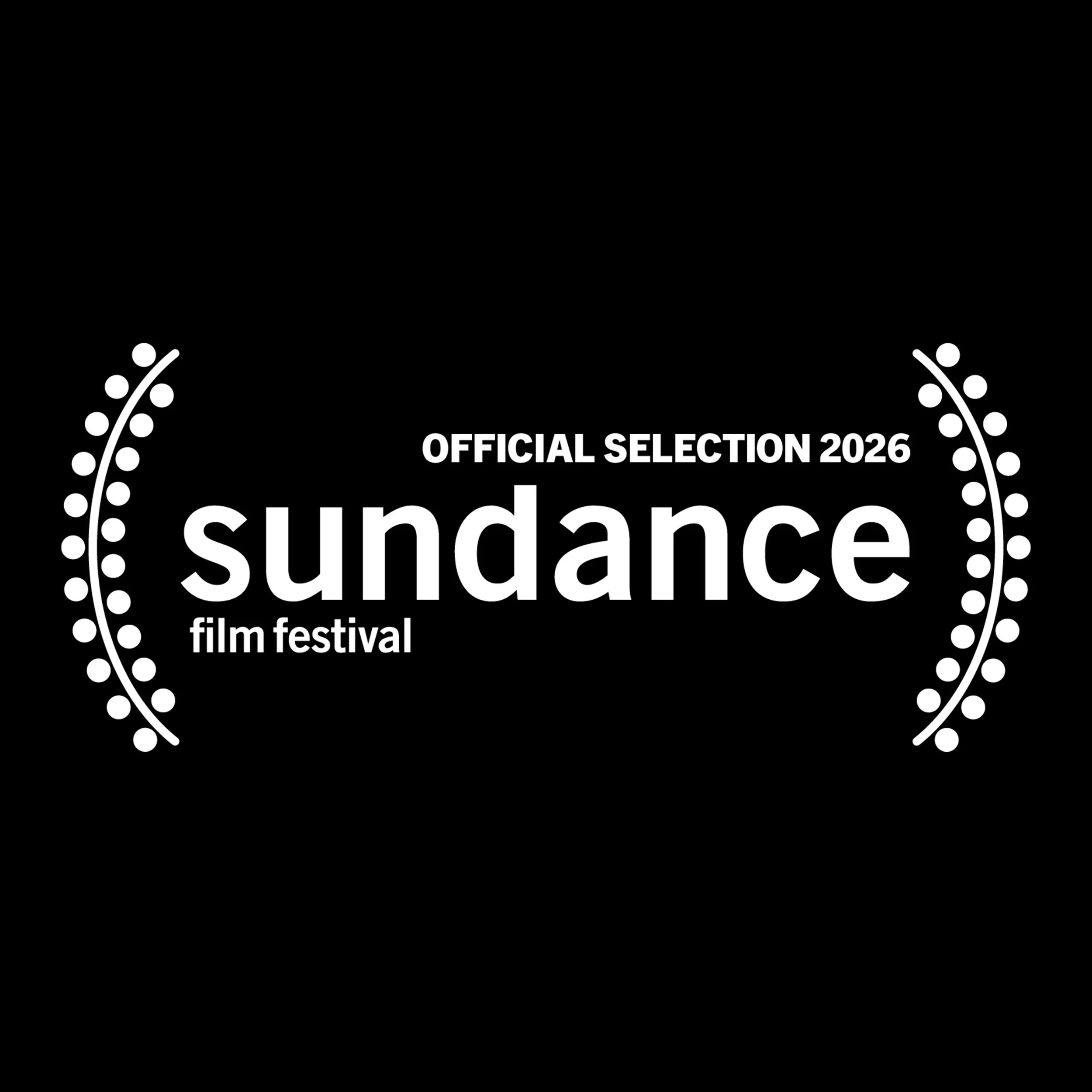 Black background with white text and graphics celebrating Sundance film festival 2026 official selection, Birds of War Documentary Editor