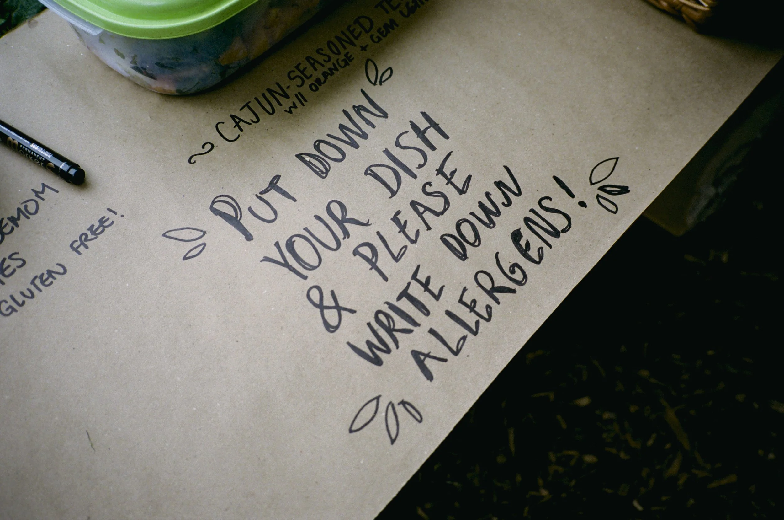 each event we cook but encourage potlucks!
