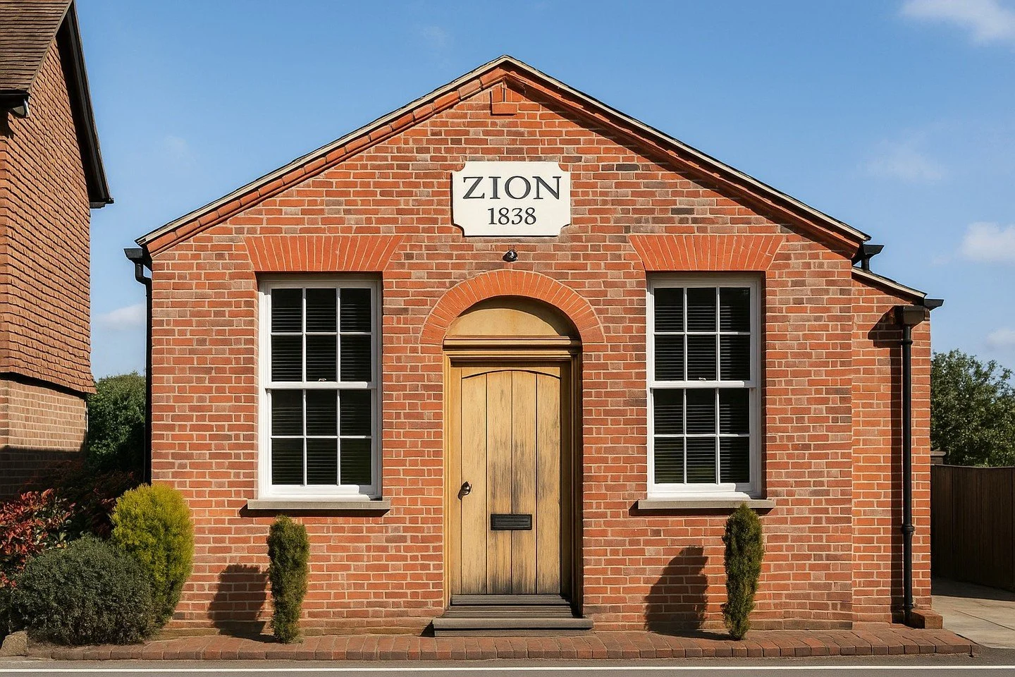 Zion Chapel in Shorne, conversion to a single-bedroom dwelling. Featuring a custom aluminium staircase and mezzanine. A perfect balance of contemporary materiality with the historic character of the building.