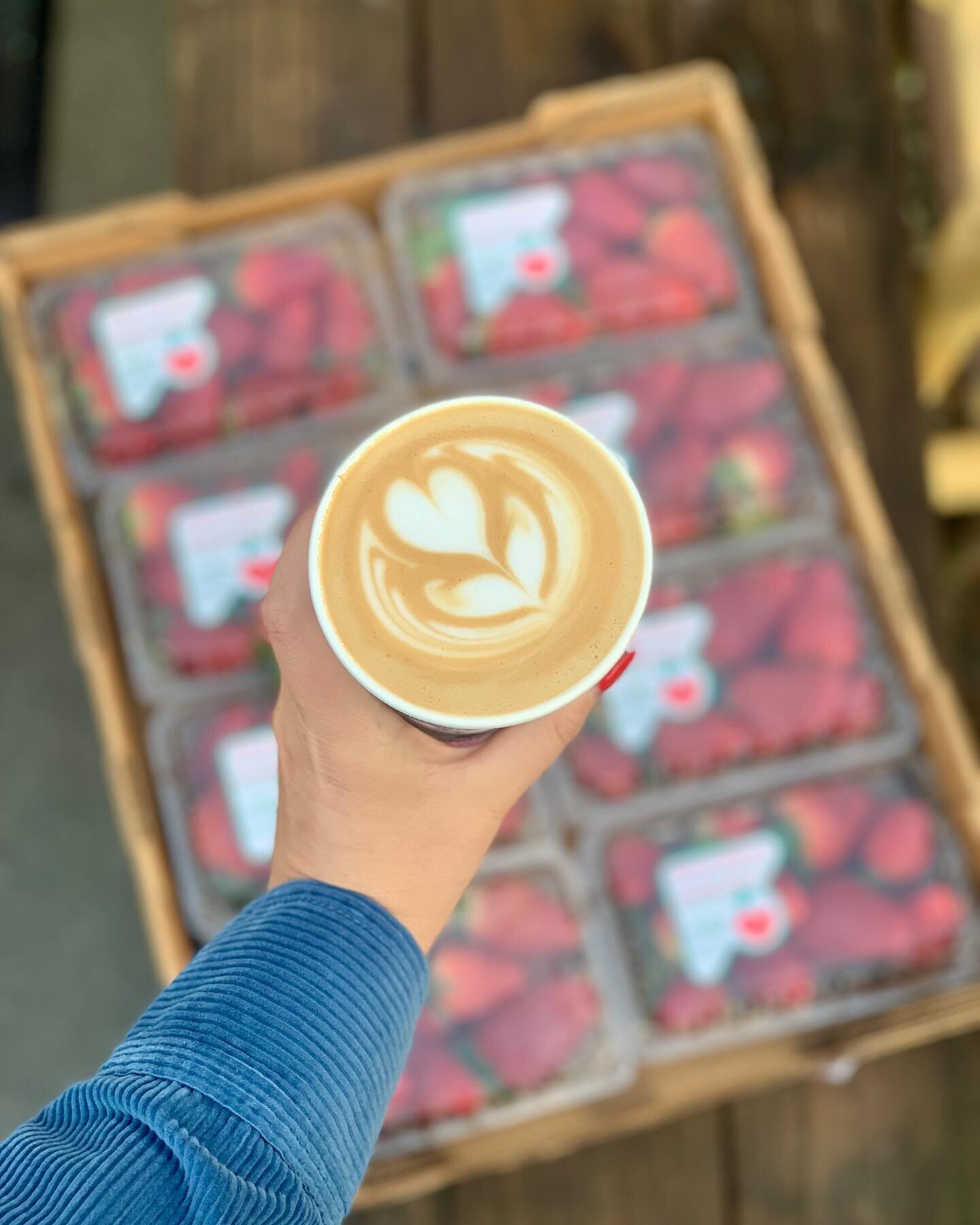 Pie for breakfast. Strawberry pie latte. Made with our homemade local strawberry syrup!