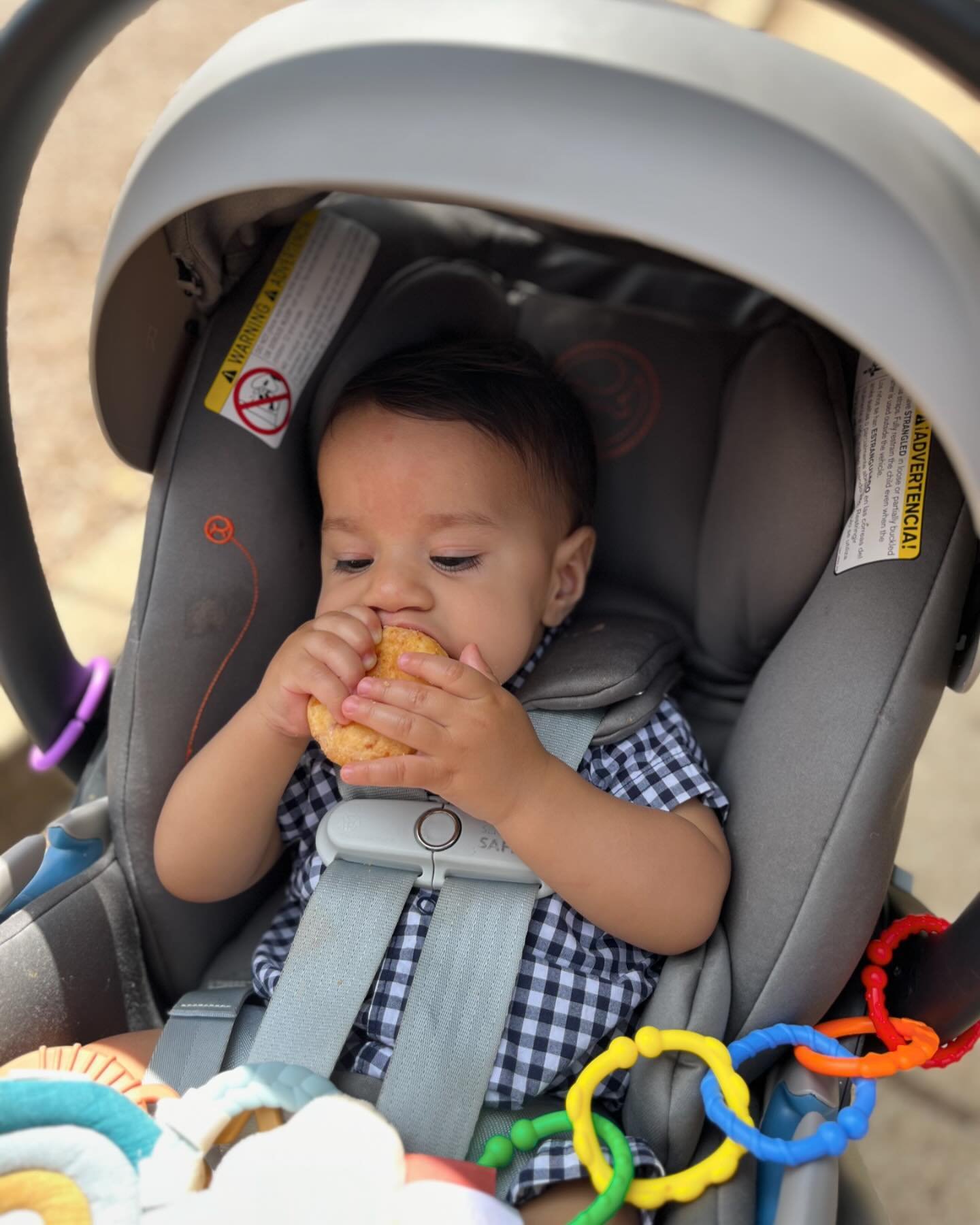 Baby&rsquo;s first cheese puff. Gostoso.