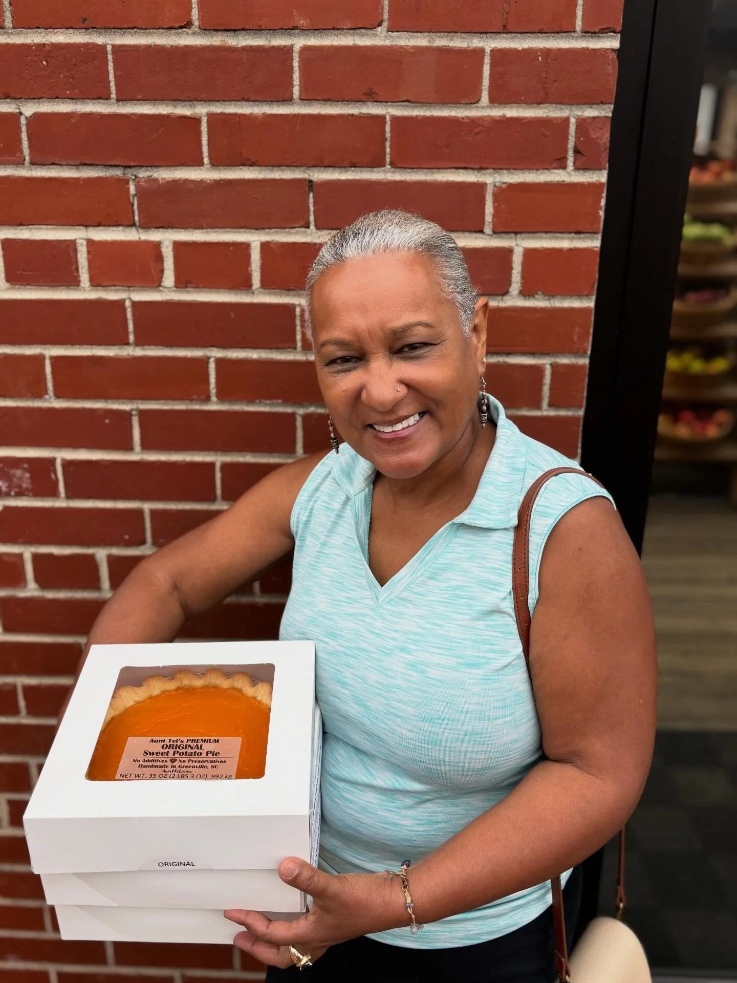 Be sure to get your piece of the pie. Because if you don&rsquo;t Priscilla&rsquo;s going to buy them all. @aunt_tel_sc sweet potato pies are here adding a little local goodness to our pie offerings!