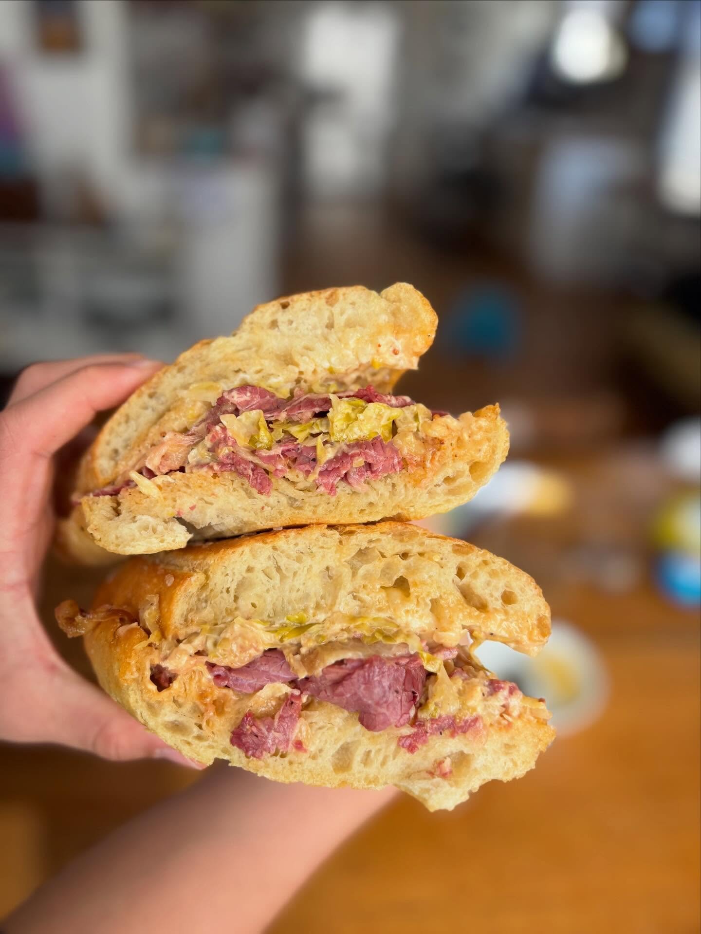 This is your sign that you need our Blue Ridge Reuben for lunch. Vegan version available.