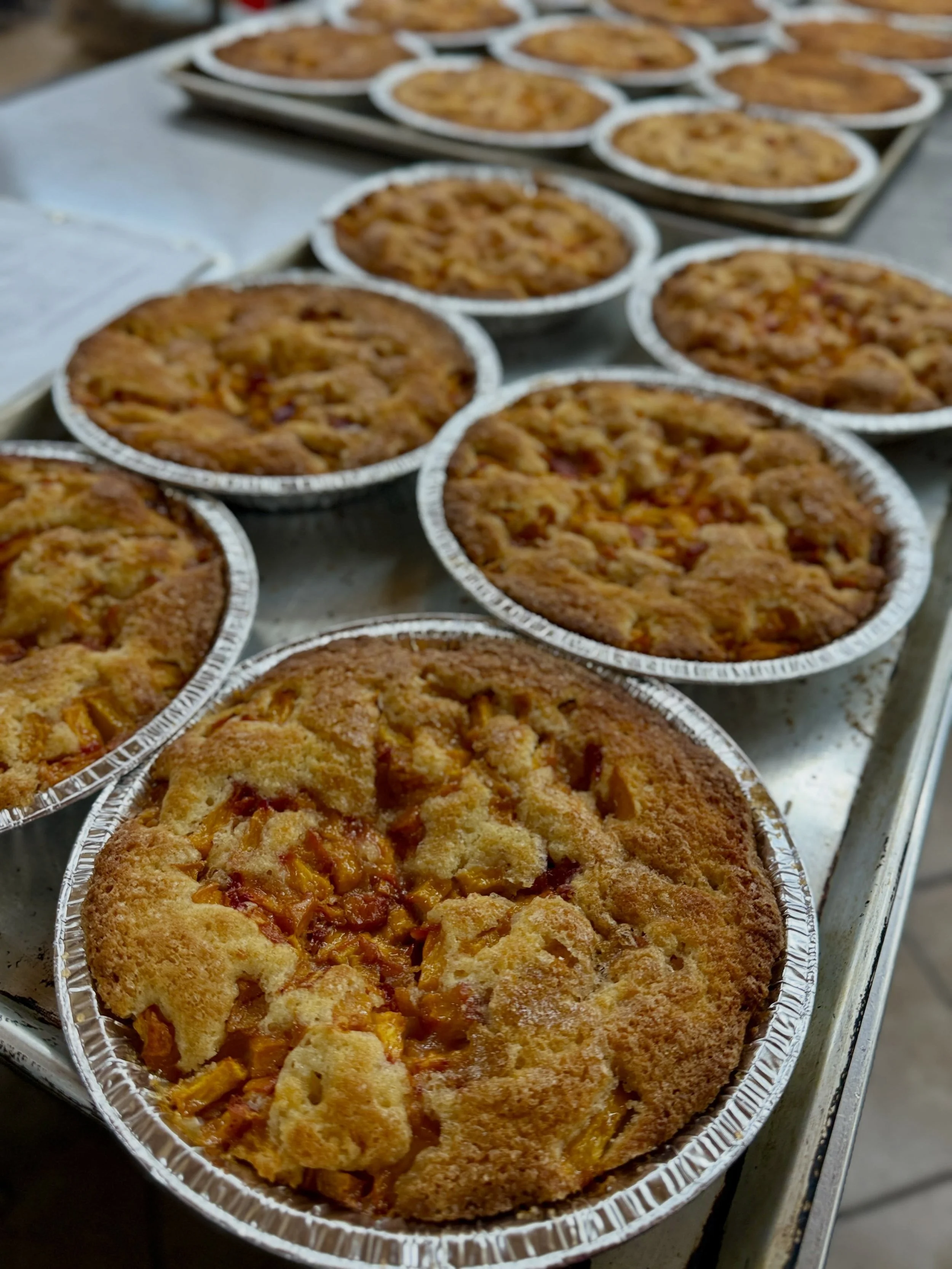 We got the good stuff. It&rsquo;s peach cake!