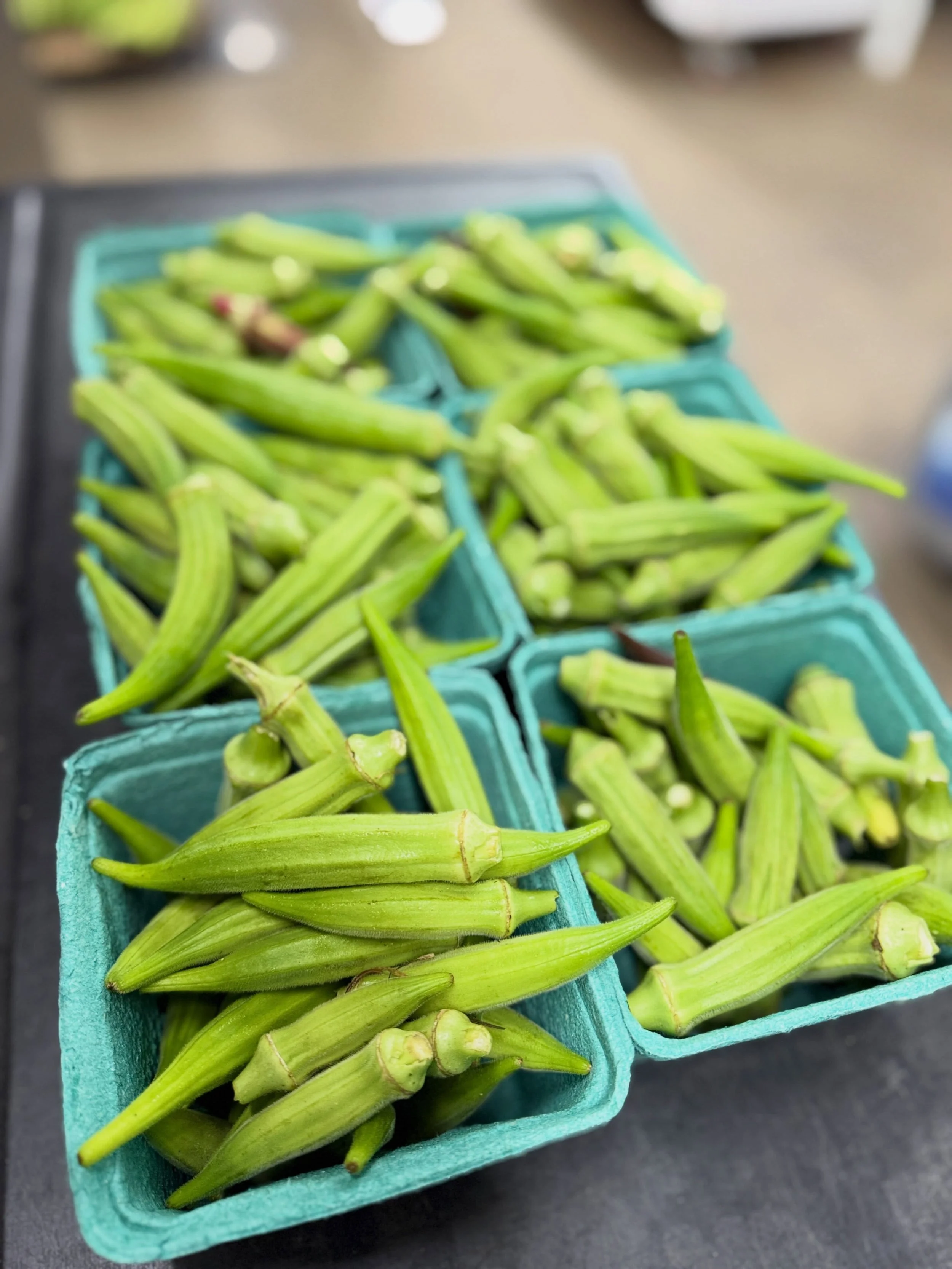 You know what goes great with local tomatoes? Local okra! Fresh in from @biowayfarm . Stew them up together (with some bacon if that&rsquo;s your style) and eat with @colonialmilling cornbread mix.