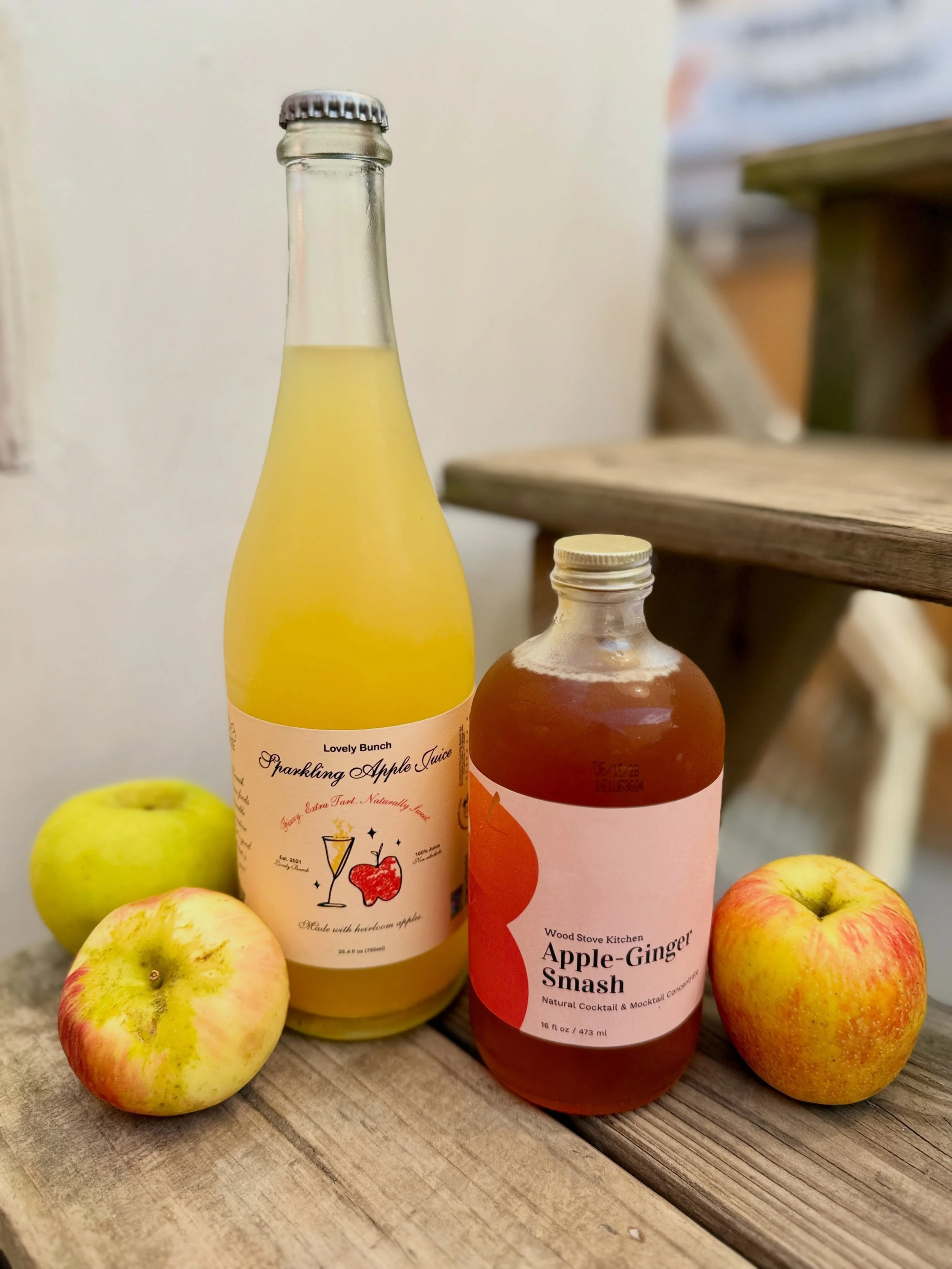 It&rsquo;s August. And it might not feel like fall, but it can TASTE like fall! All you gotta do is make a little cocktail with some @woodstovekitchen apple ginger smash, @lovelybunchjuice sparkling apple juice and spirit of choice!
