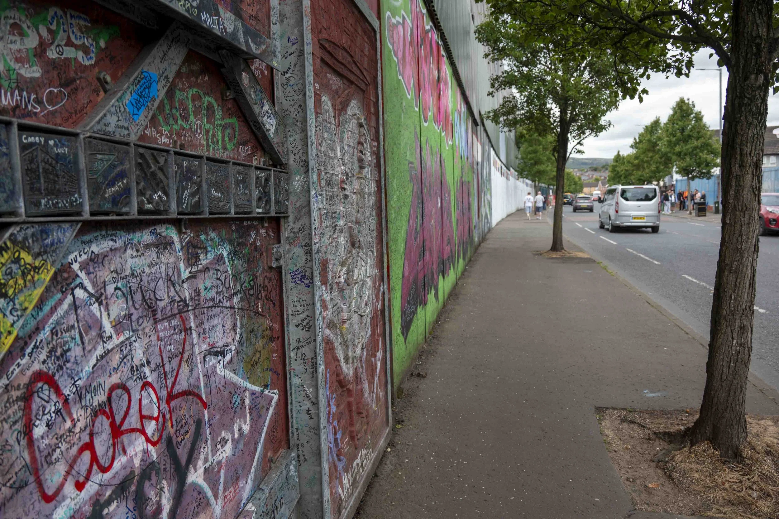 "Peace Wall" separating Catholic and Protestant neighborhoods