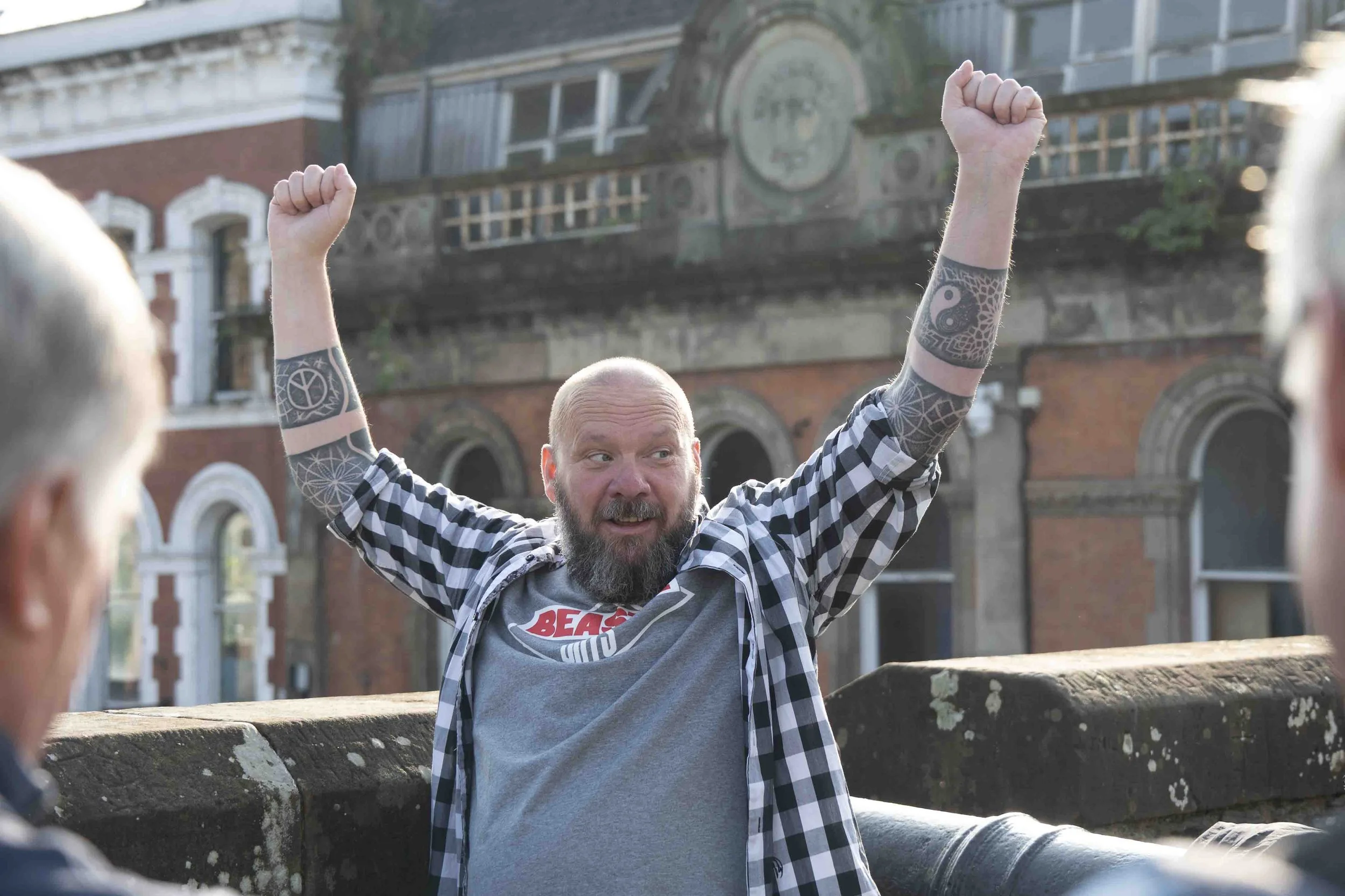 "I am a Derry Girl!"  Former British Soldier Lee Lavis recreating a scene from Season 2 Episode 6 of "Derry Girls"