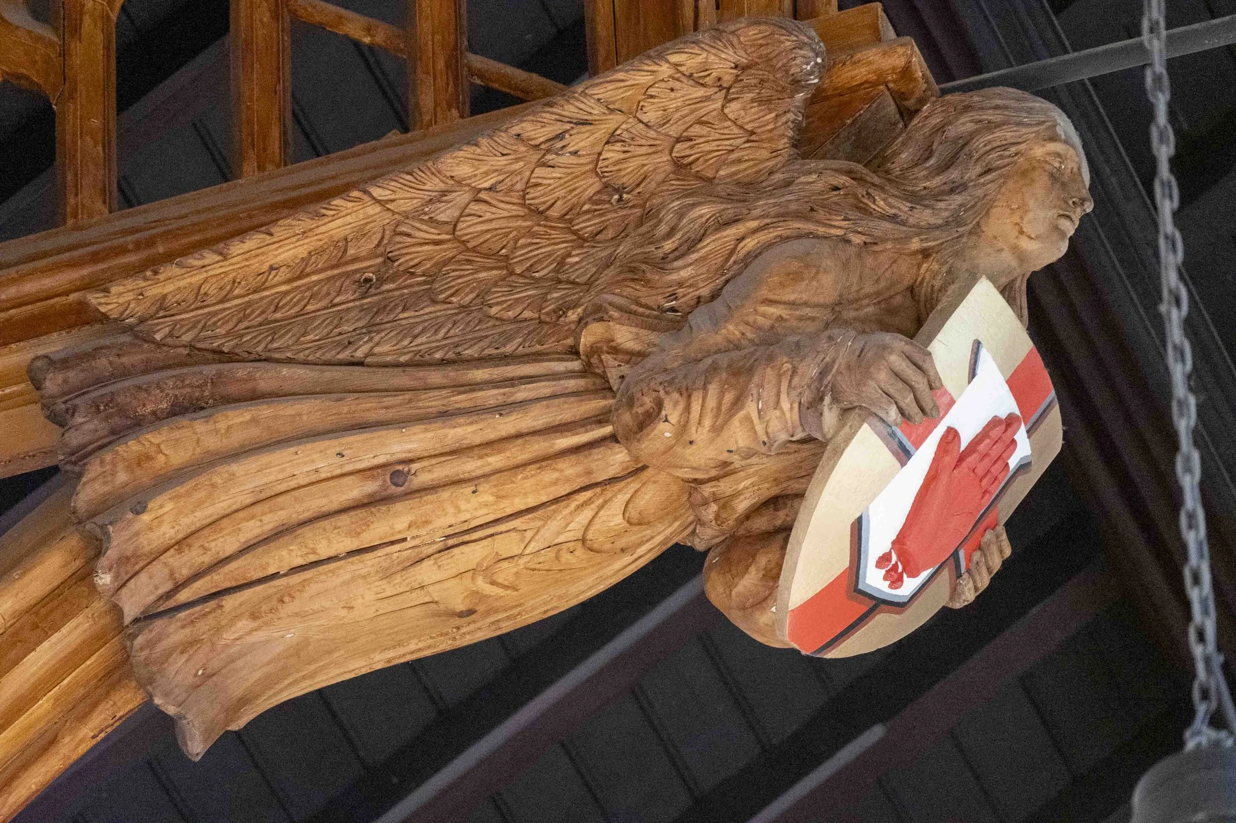 The Red Hand of Ulster in a hall at Queens University