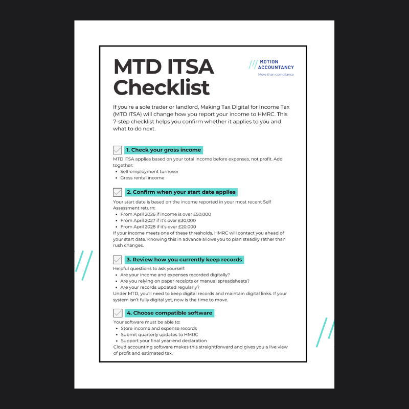 Making Tax Digital checklist for sole traders and landlords