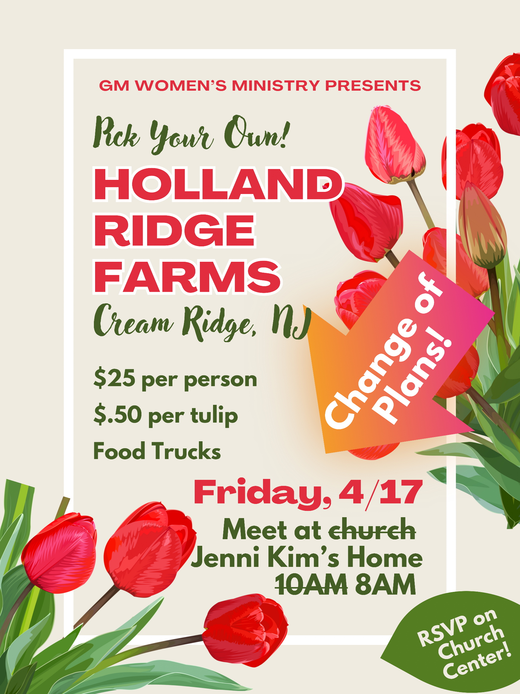 Red Green Beige Floral Illustration Spring Tulip Festival Poster.png
