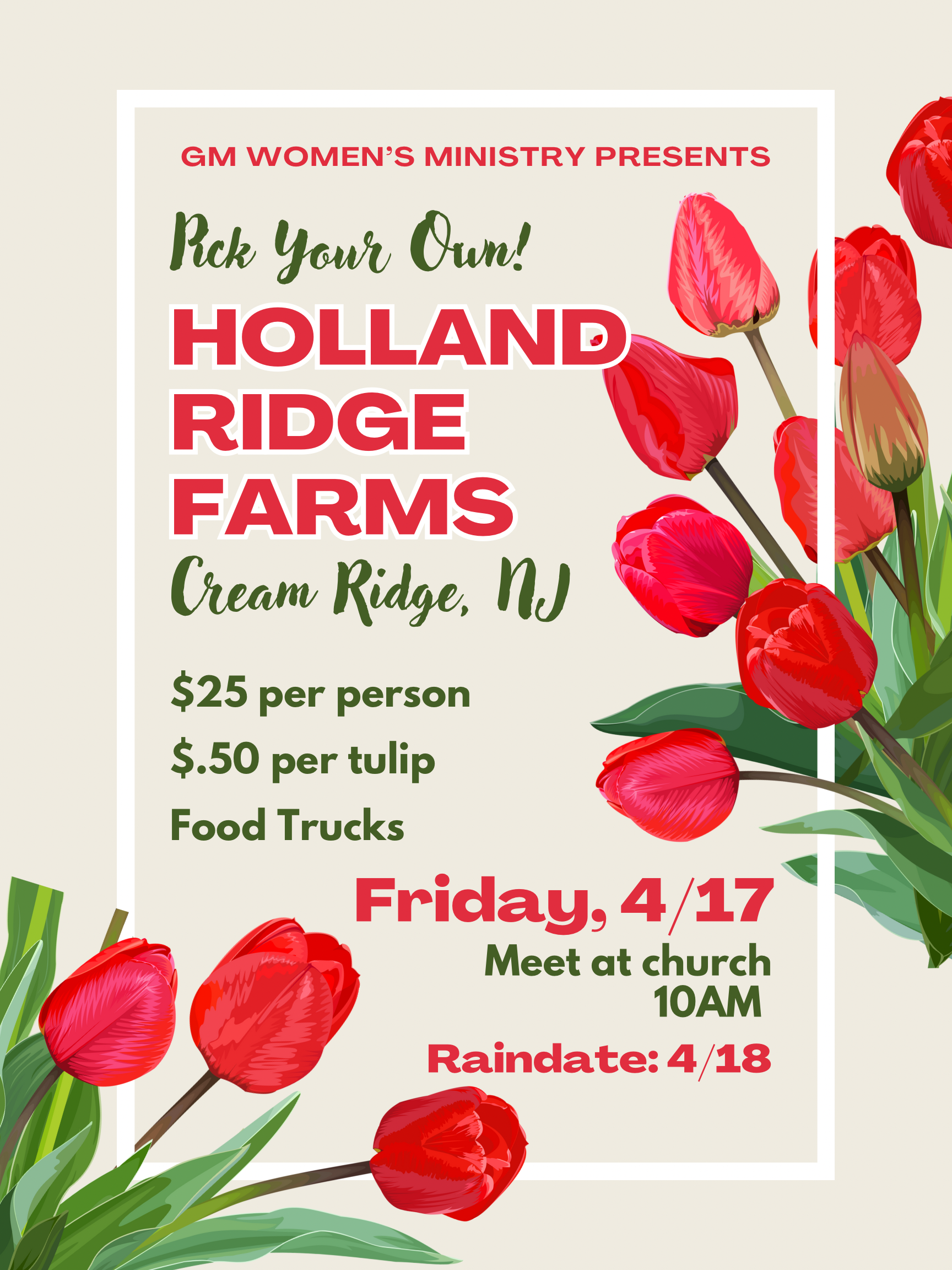 Red Green Beige Floral Illustration Spring Tulip Festival Poster.png