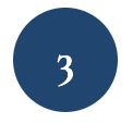 A dark blue circular shape with the number 3 in the center