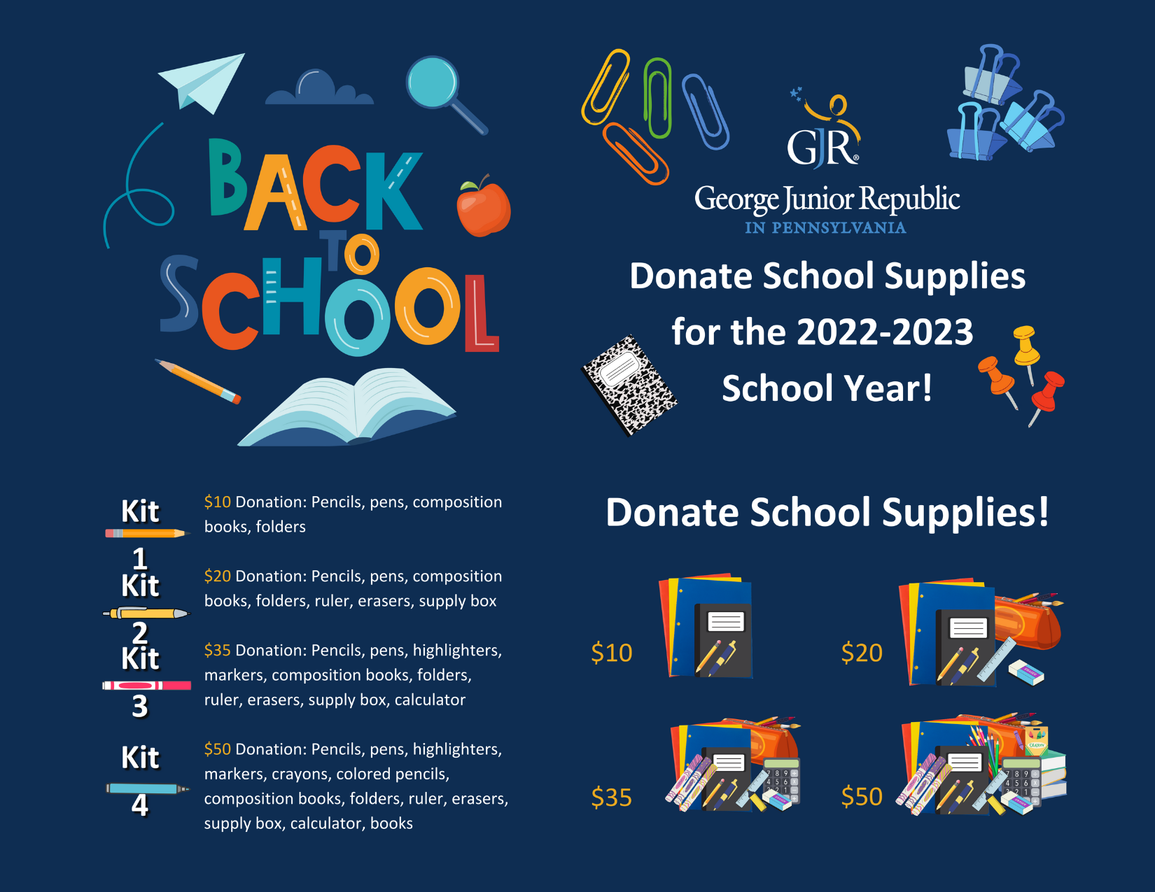School Supply Fundraiser Card