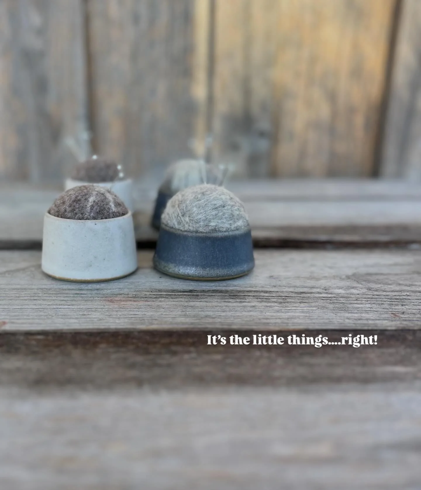 Loving these little pin cushions with boiled wool balls, a good way to use up left over wool from knitting projects. These will be available at my forthcoming @toastedceramicfair at @longeatonartroom 6th December.  #handmade #sewingbee #wool #ceramic