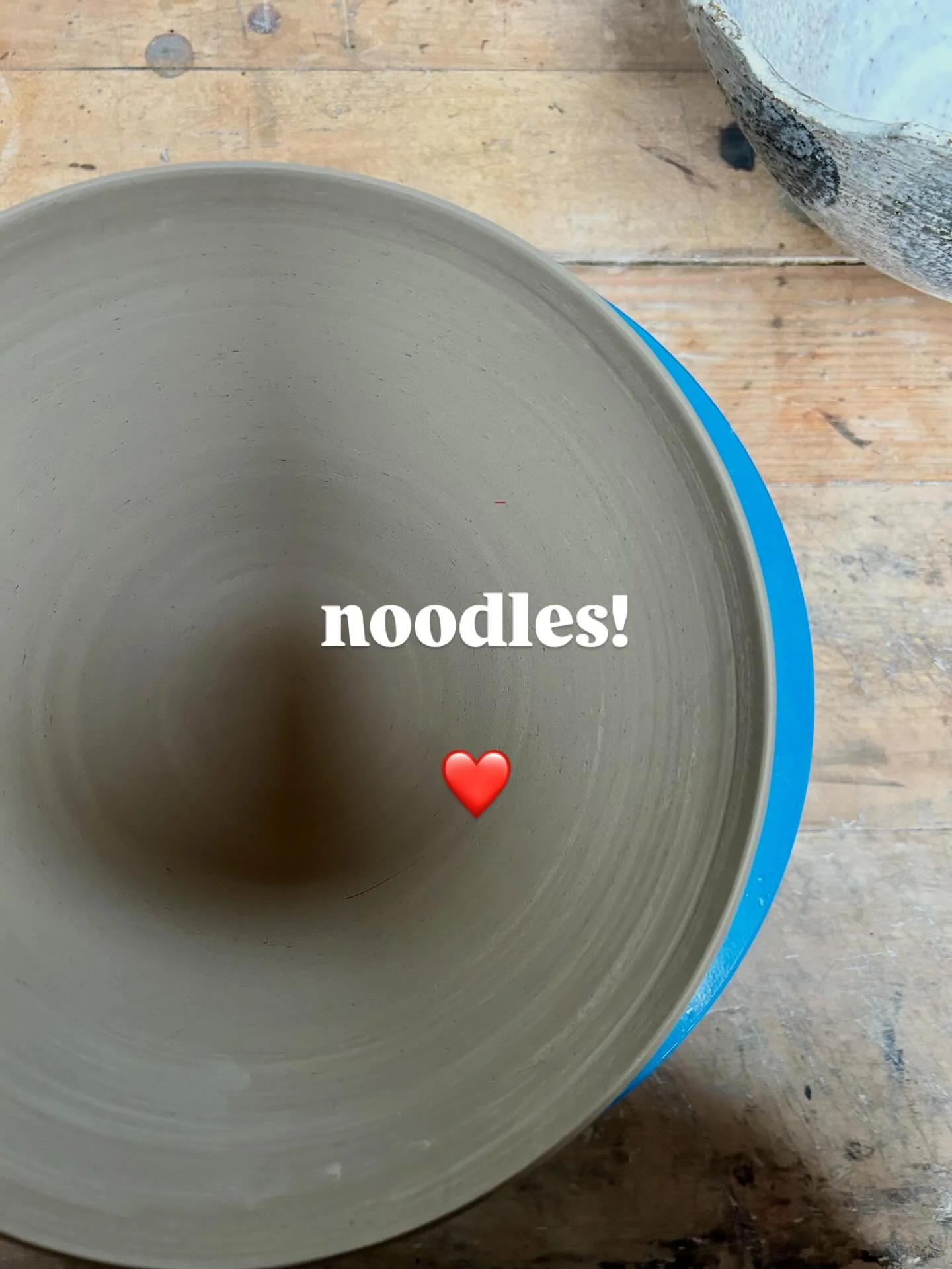 I have been working towards some larger bowls and shapes, just need to trim. Hoping I can achieve an elegant base. #noodlebowl #newshapes #ceramics you&rsquo;ll find me and hopefully a noodle bowl or two @toastedceramicfair