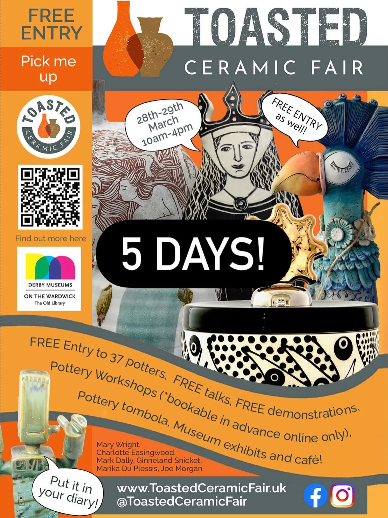 Put aside all the ills of our troubled world and come to &lsquo;Toasted&rsquo; my first fair of 2026. All of the potters have been working hard to create beautiful handmade pieces for you to enjoy. Have a chat, a coffee, a mooch, it&rsquo;s free to g