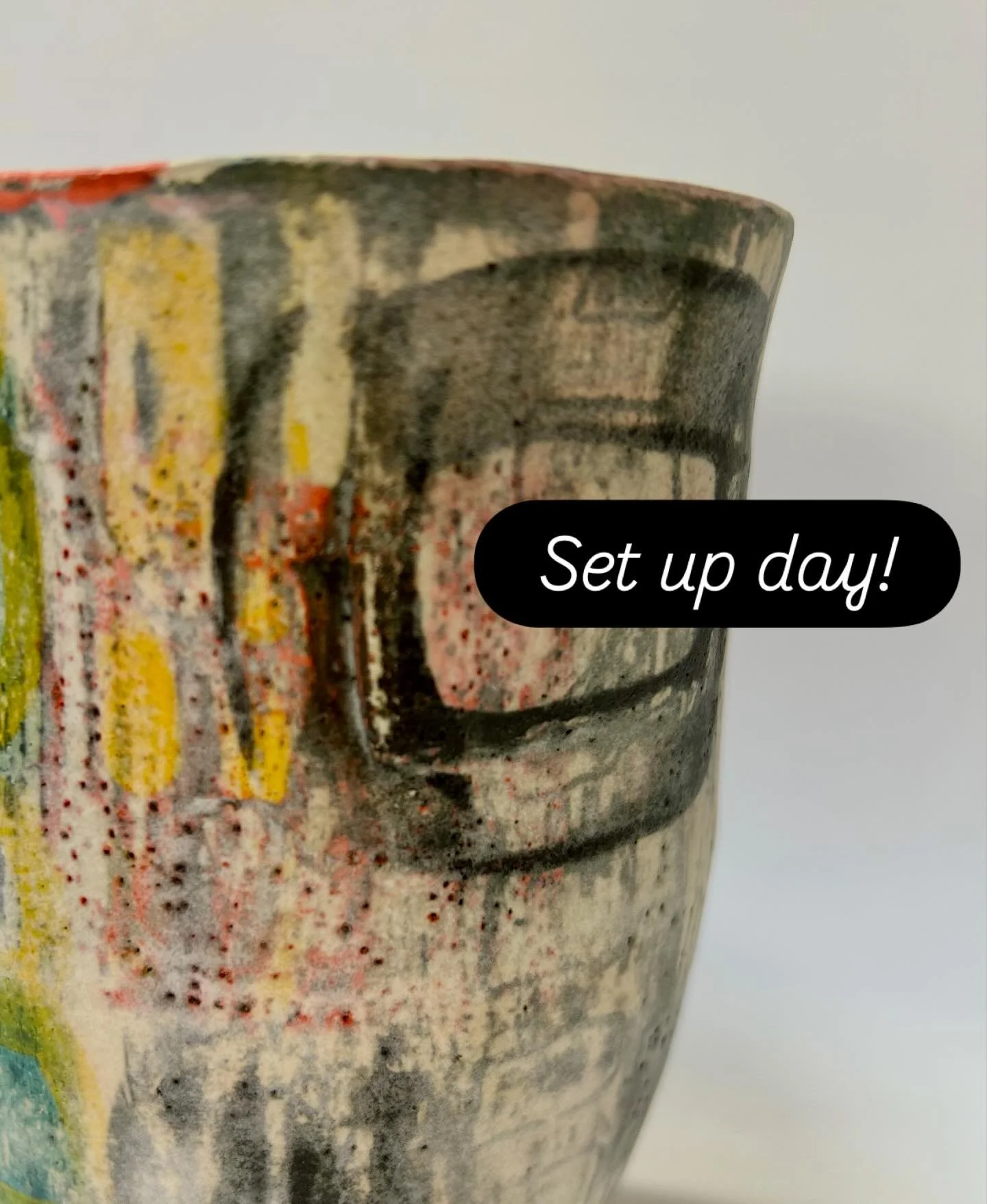 It&rsquo;s nice to play with colour, surface and form on occasions!! This piece was coil built, then altered on the wheel. Colour stain has been mixed into the clay and underglazes applied to the surface. It will be available at @toastedceramicfair t