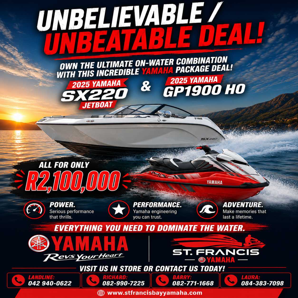 2025 Yamaha SX220 & 2025 Yamaha GP 1900 HO - R2,100,000