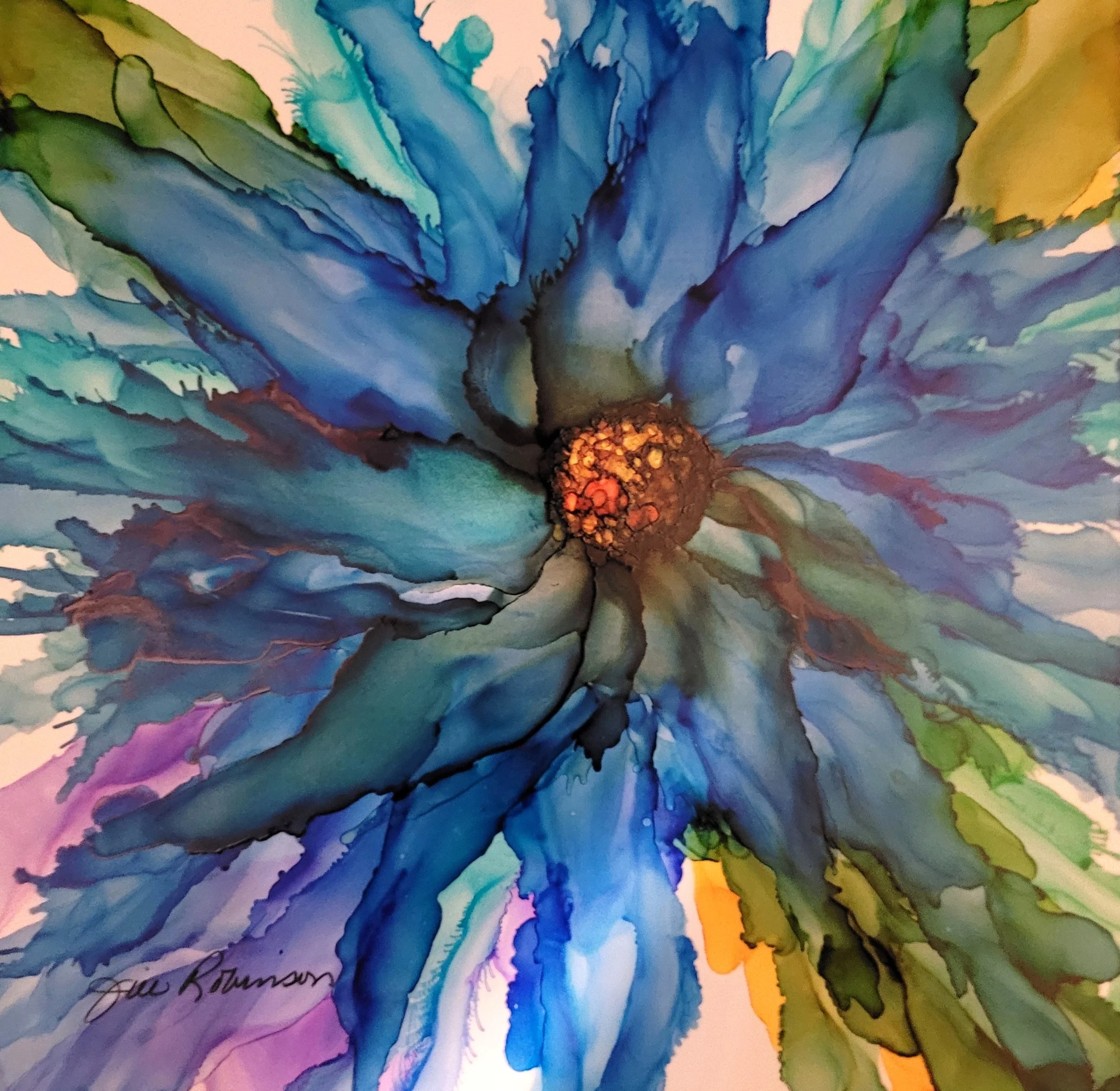 Blue Dahlia, alcohol ink painting - Jill Robinson.jpg