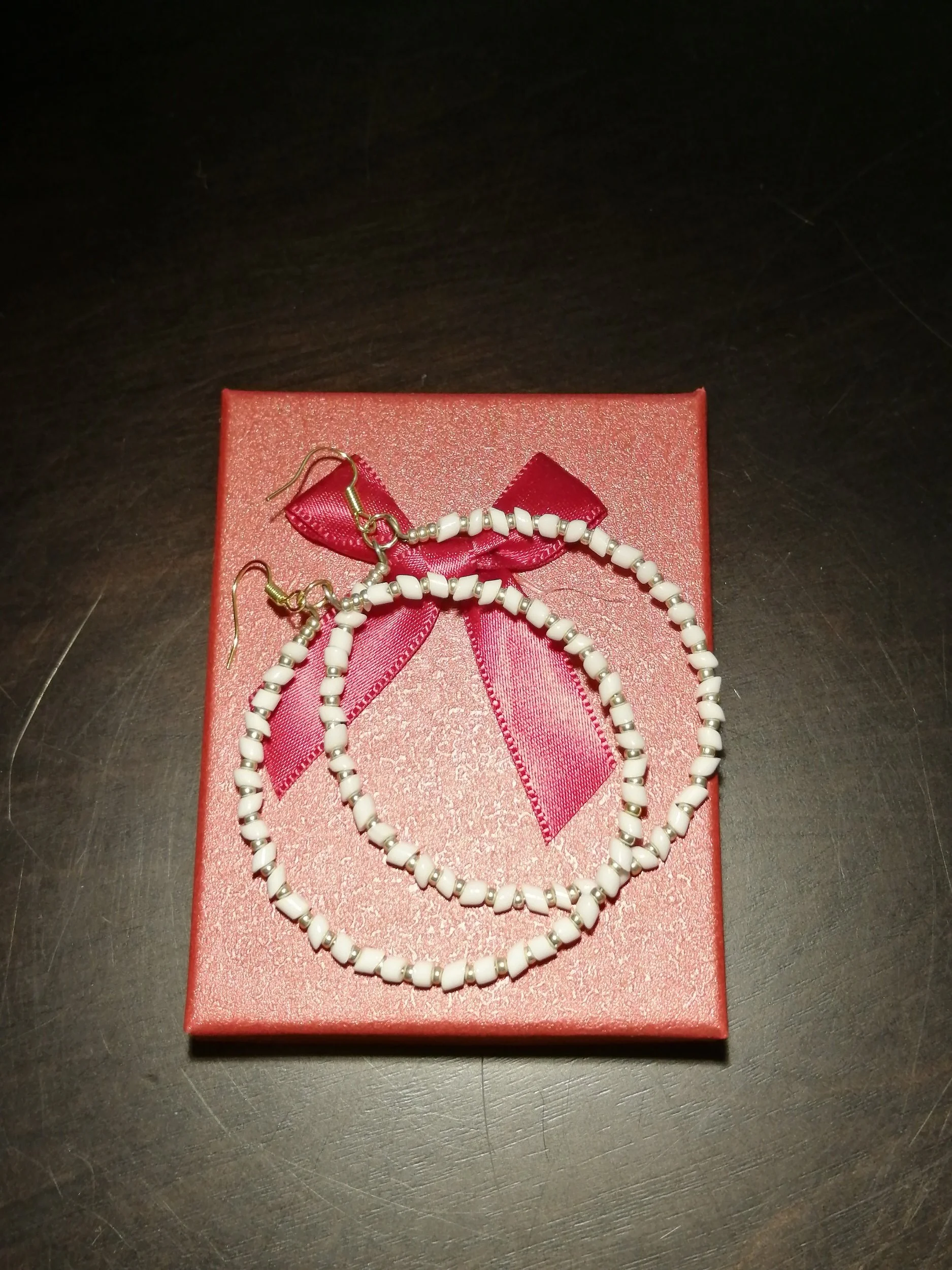White/Gold Large Hoop Earrings
