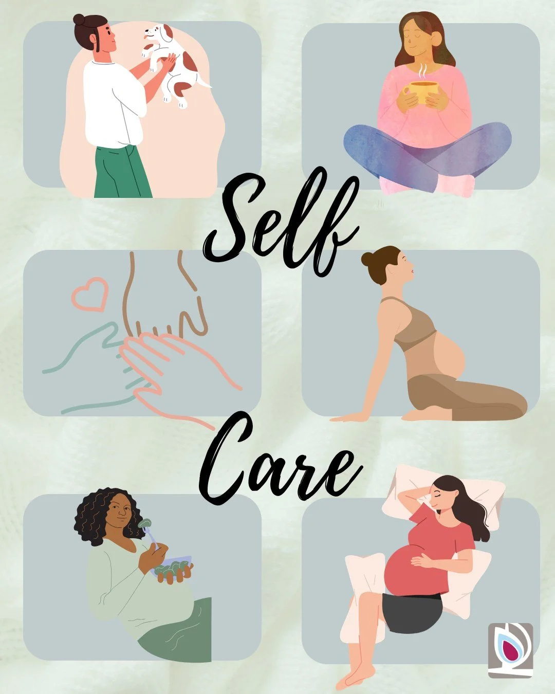What does self-care look like for you?

Self-care during pregnancy and postpartum might change and look different than before, depending on what your mind, body, and soul need. You might take more naps, eat more food, or need more time to recharge by