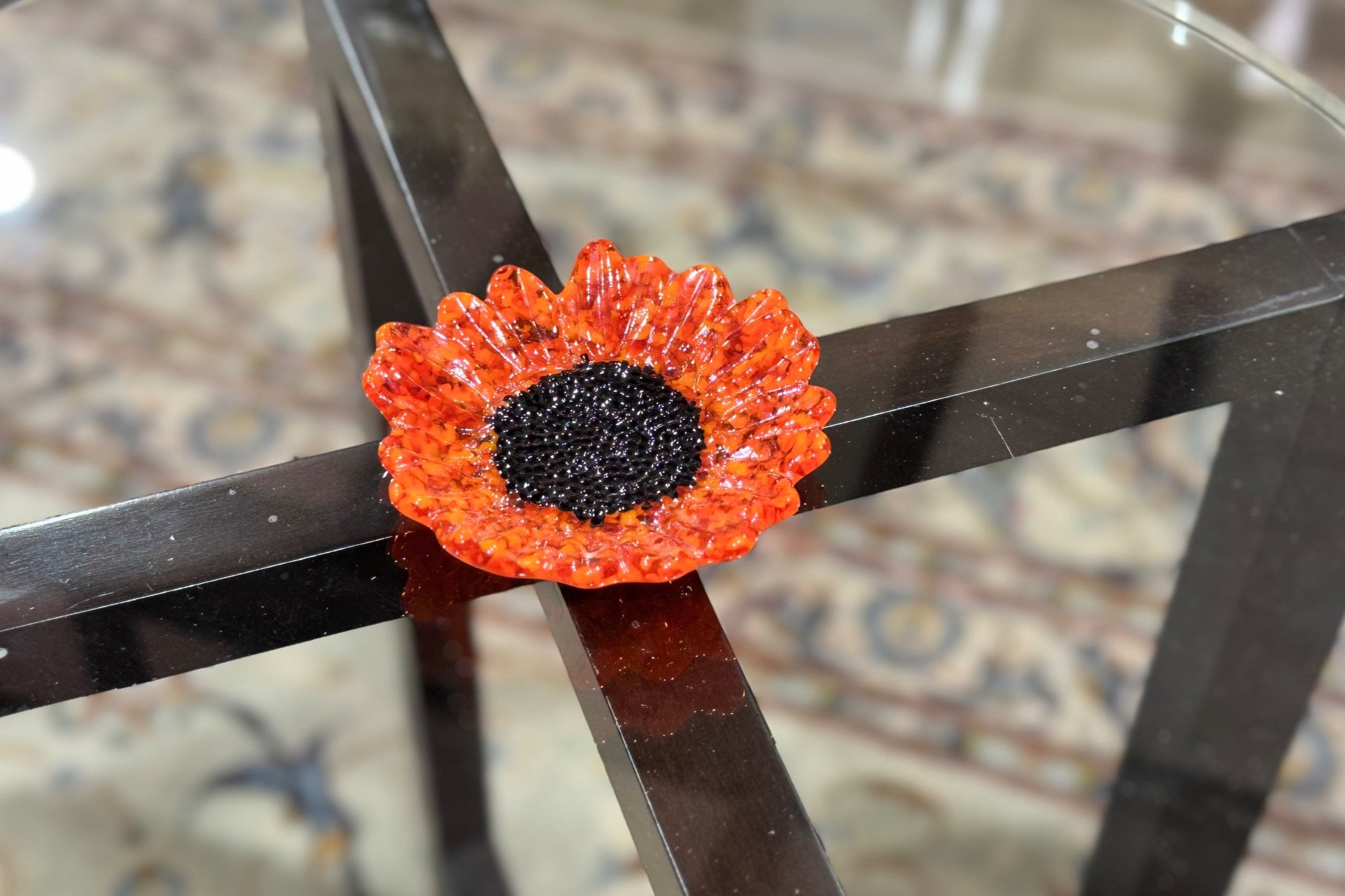 Variegated Orange Sunflower Bowl