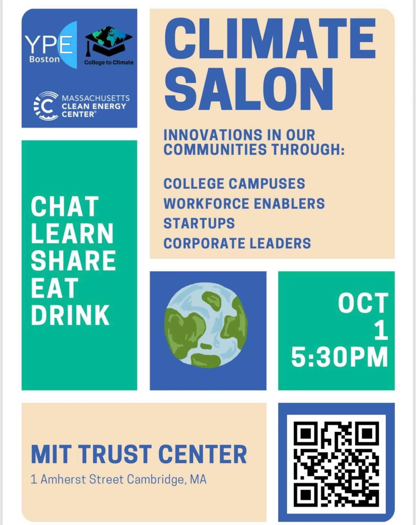Join us next month!!! Sponsored by @masscec and held in partnership with @collegetoclimate, YPE&rsquo;s very first #ClimateSalon is sure to be a 10/10 evening @climatesalon