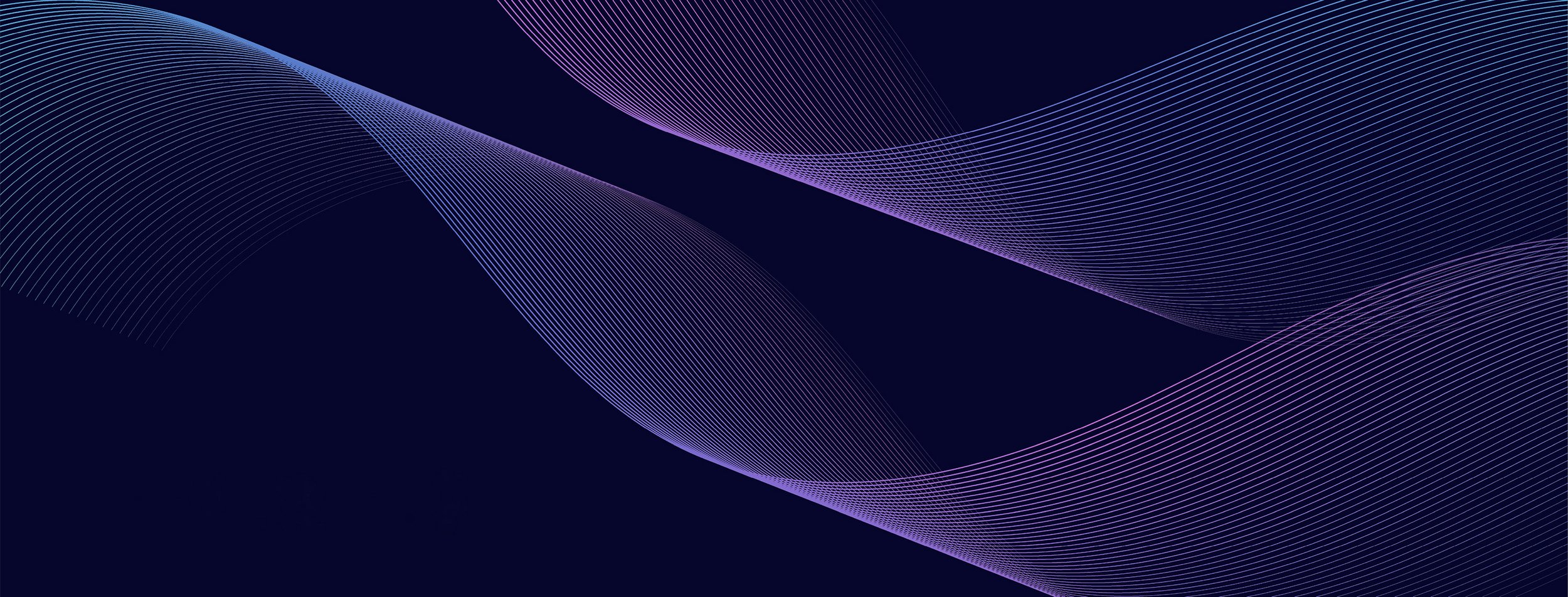 Abstract digital artwork with flowing purple and blue lines on a dark background.