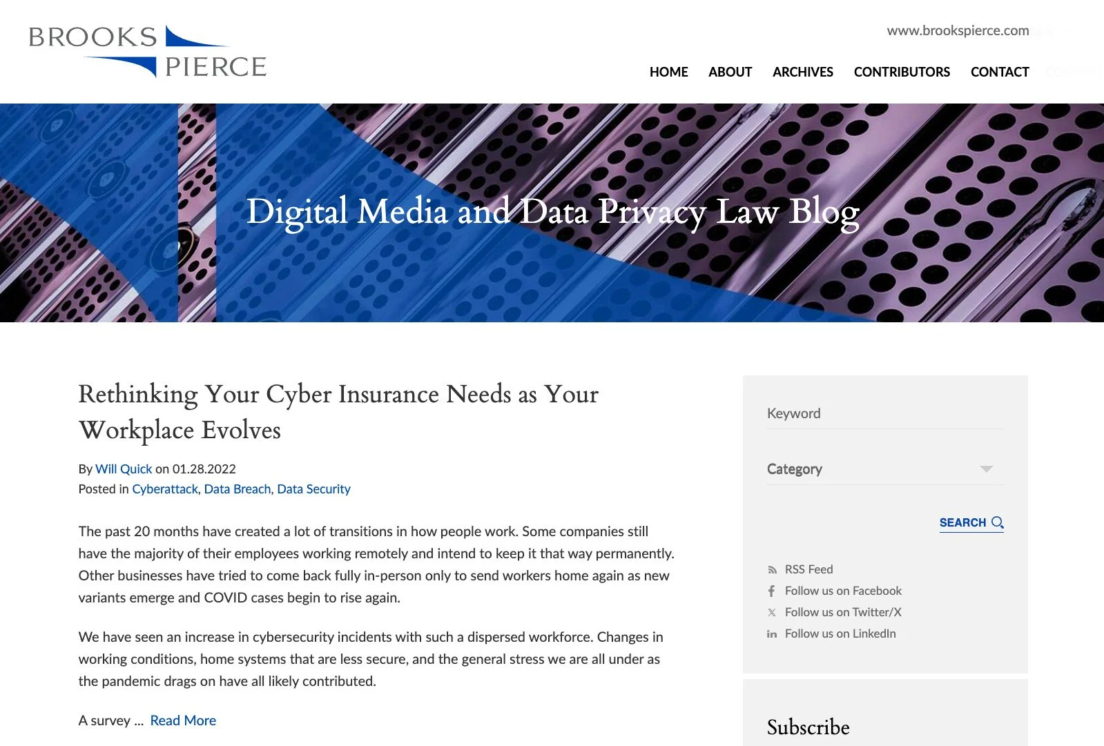 Brooks Pierce Digital Media and Data Privacy Law Blog featuring articles on technology, privacy, and online communication law.