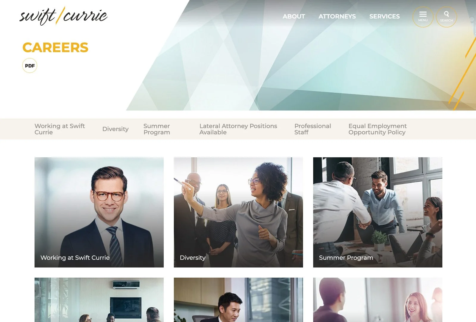 Swift Currie careers page showcasing team culture and professional opportunities.