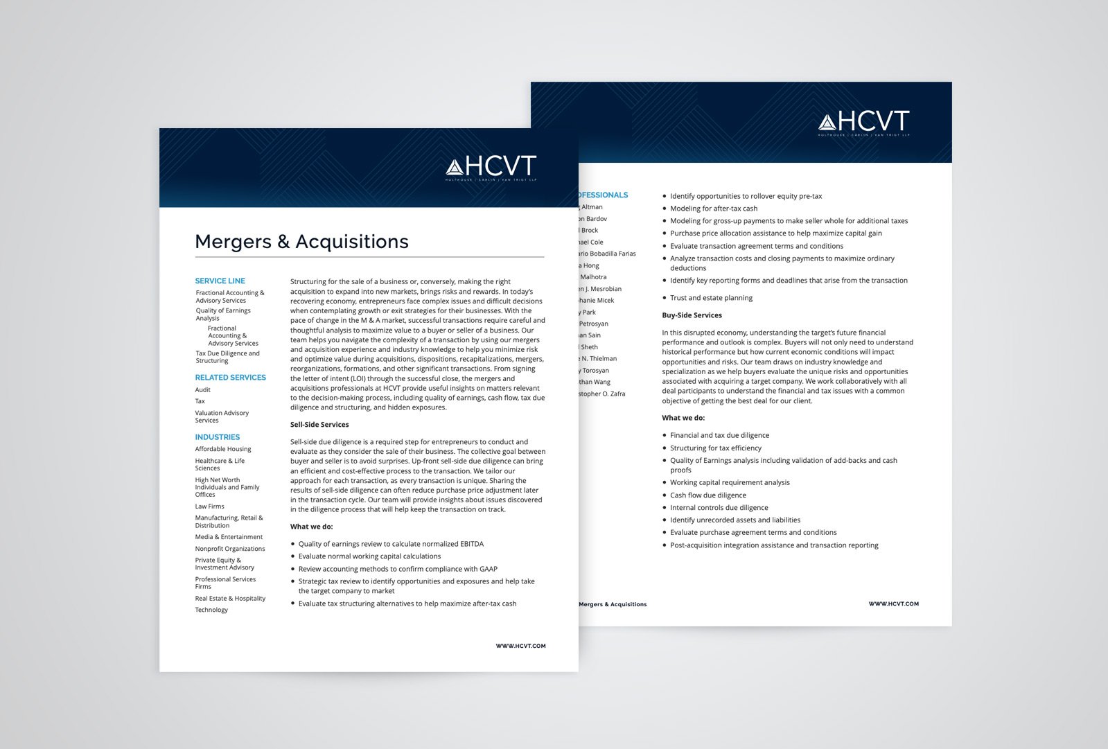 Example of HCVT print-friendly PDF layout design showing branded headers, typography, and page structure.