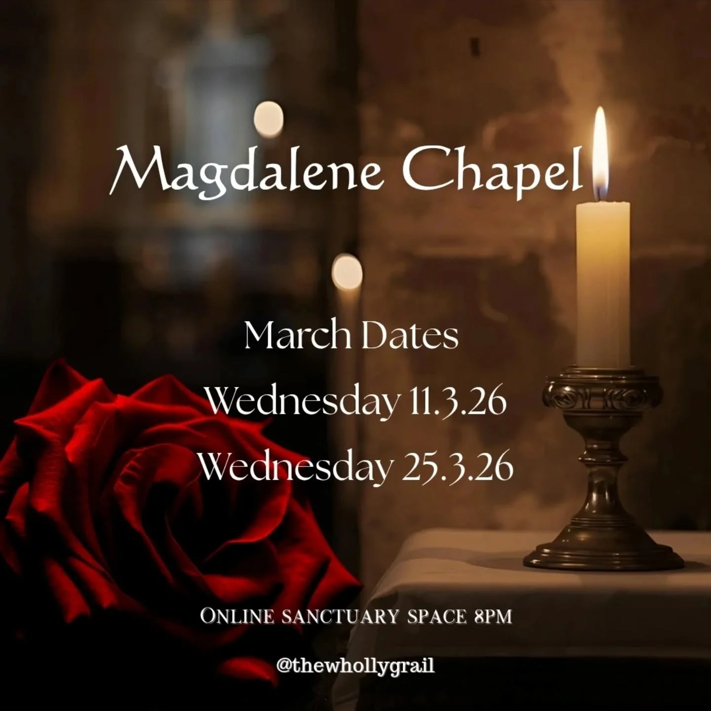 Magdalene Chapel 

March 11th

✨️✨️✨️✨️✨️✨️✨️

Meet yourself in pure presence 

Rest there a while 

🌹🔥🌹🔥🌹🔥

Open your heart wider, do not be afraid 

Open your heart wider, do not be afraid 

Open your heart wider, do noy be afraid 

Doors are