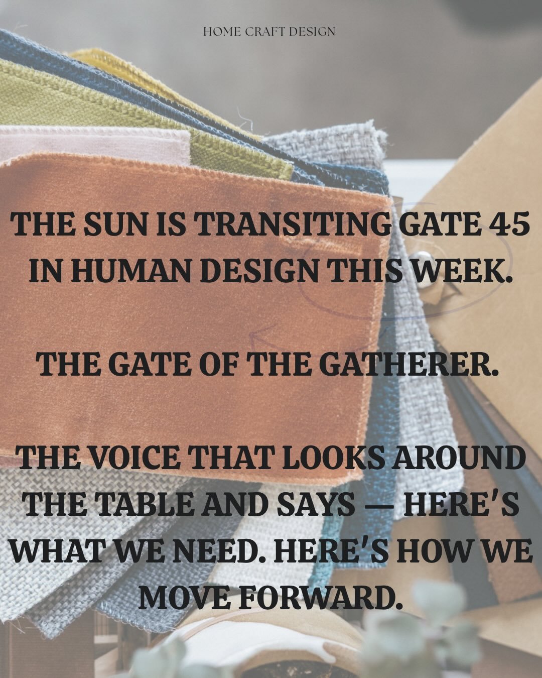 The sun is transiting Gate 45 in human design this week. 

The Gate of the Gatherer.

The voice that looks around the table and says - here&rsquo;s what we need. Here&rsquo;s how we move forward. 

I have this gate in my chart. 

So when I say Style 