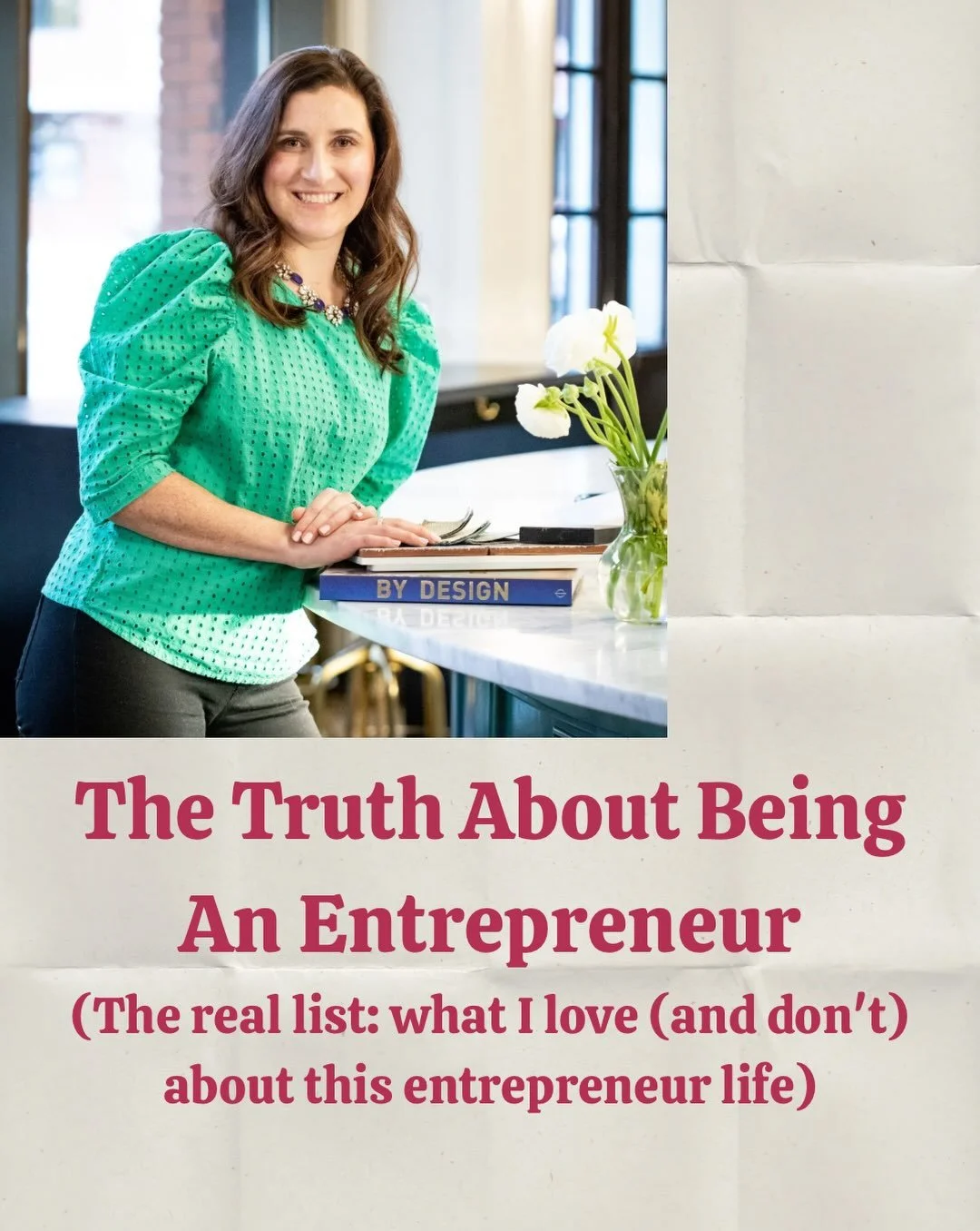 The Truth About Being An Entrepreneur (The real list: what I love (and don&rsquo;t) about this entrepreneur life)&mdash;

What I love: 

1. The creativity &mdash; every day is a blank page 
2. The schedule &mdash; I work when I work best, not when I&