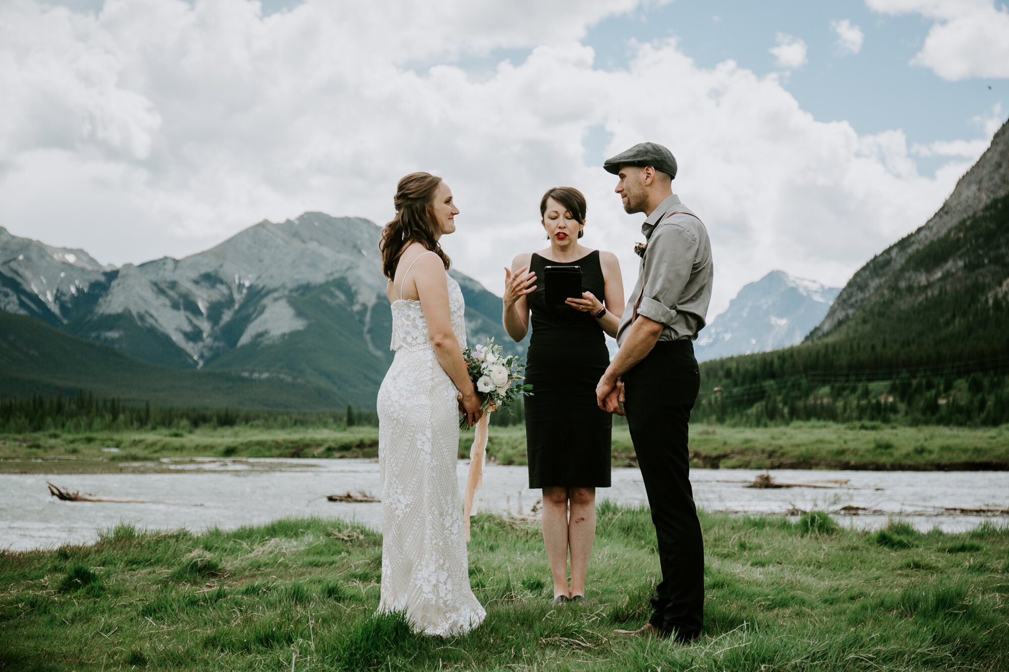  The weeks leading up to J+M’s day were nothing short of chaotic. They went from plan A to plan B to C and beyond. Yet in this moment, none of that seemed to matter as these two were just happy to be marrying the love of their life.  