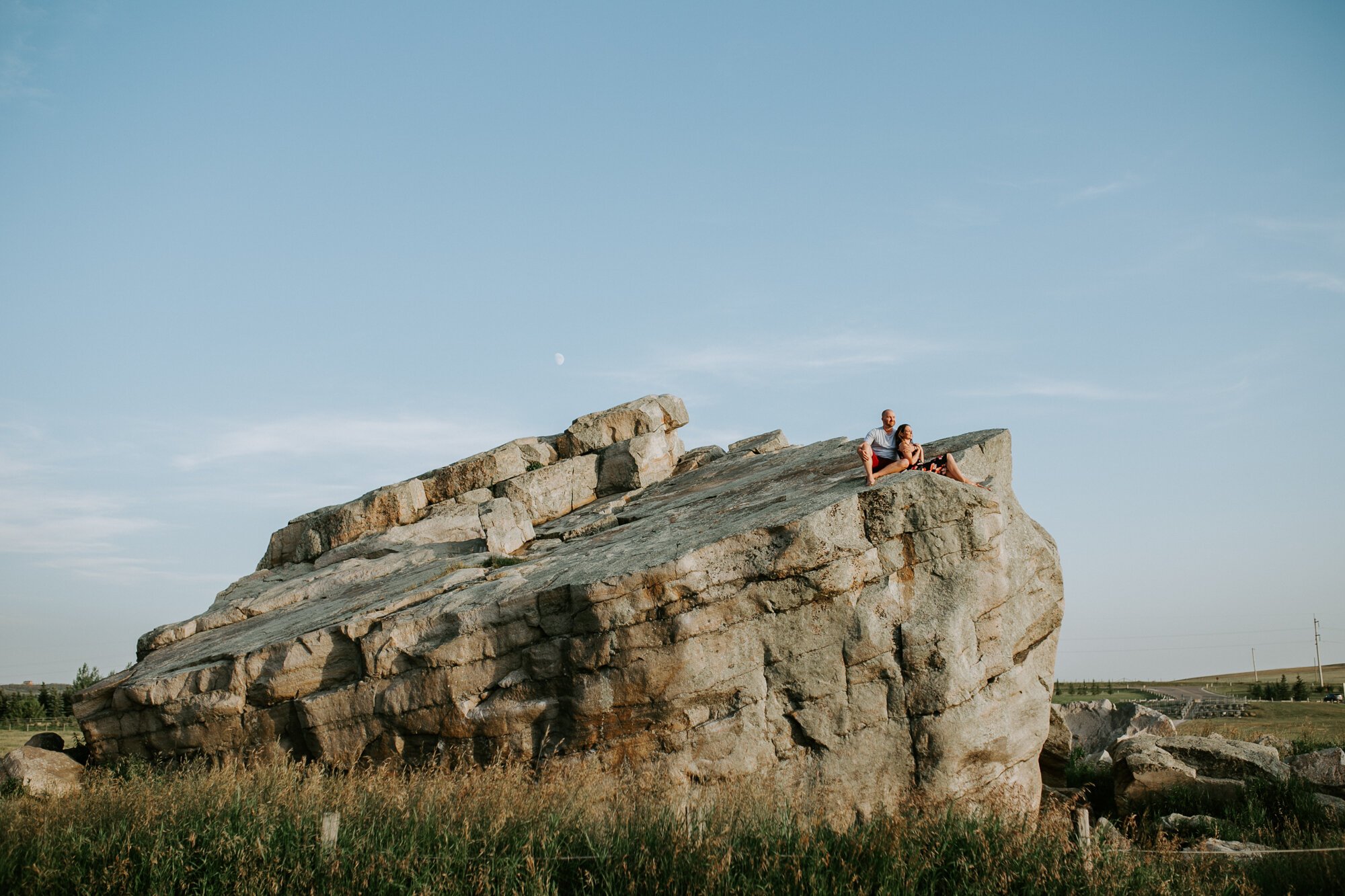  Two things I love about this photo. 1.  J+J’s willingness to climb on top this massive rock (with the bride in a dress no less!) and 2. the fact that you can see the itty bitty moon in the background. 