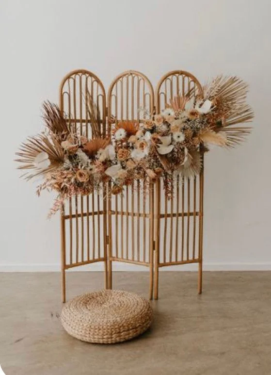 Boho Vintage Rental Room Divider as Sustainable Wedding Decor Idea