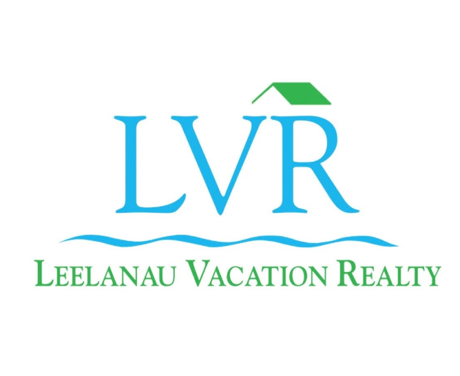 Logo for Leelanau Vacation Realty with blue letters LVR, a green roof icon, and green text reading 'Leelanau Vacation Realty'.