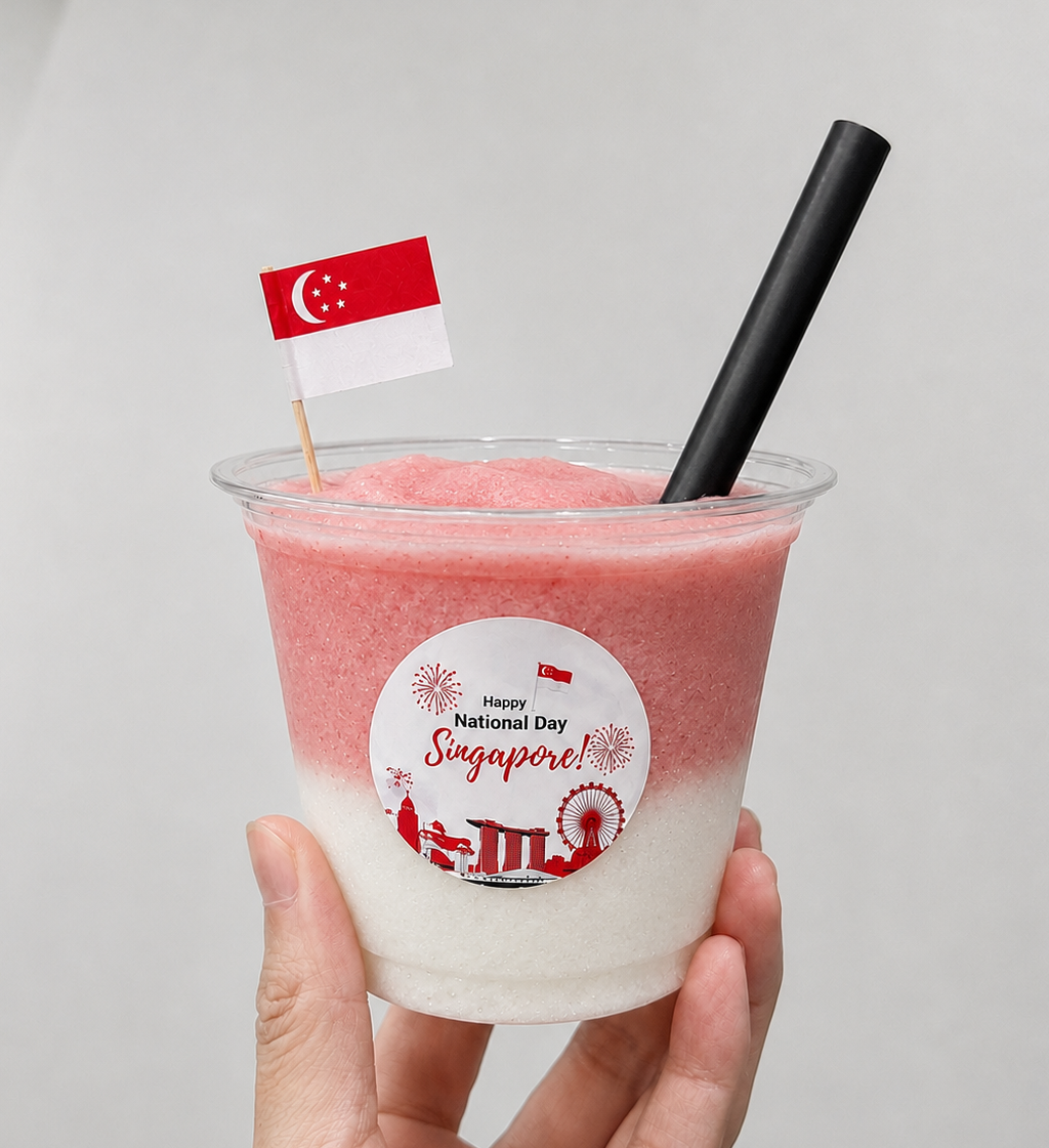 ndp smoothie live station singapore strawberry coconut shake National Day themed live station bar catering customisation custom smoothie beverage ice blended refreshing events corporate wedding roadshow community events conventions