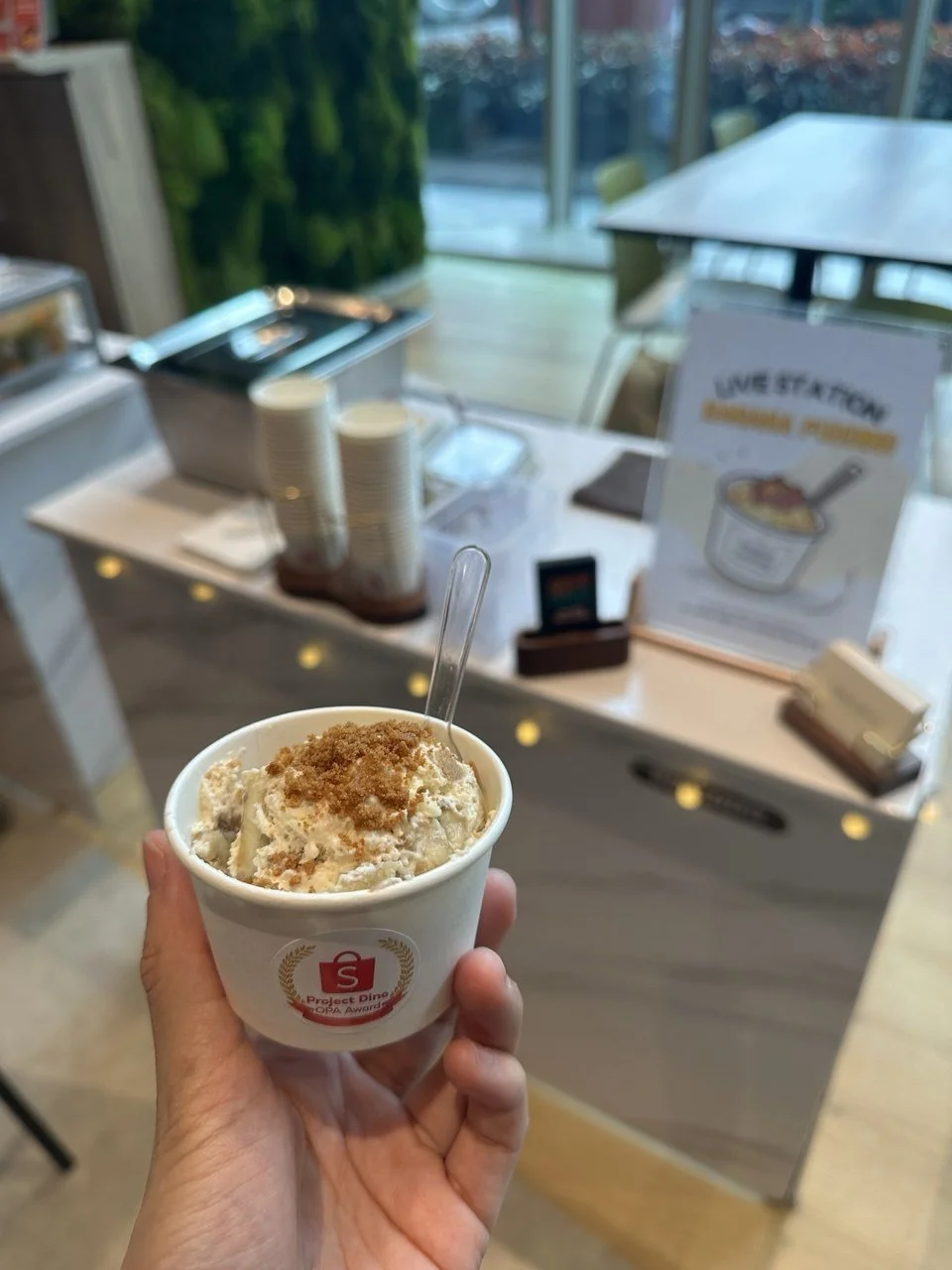 BYD banana pudding live station dessert table singapore catering live station chaz events coffee matcha banana trendy singapore events