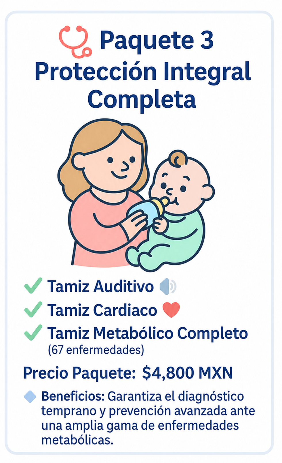 Paquete 2 : Tamiz auditivo, cardiaco y metabólico por $4,800