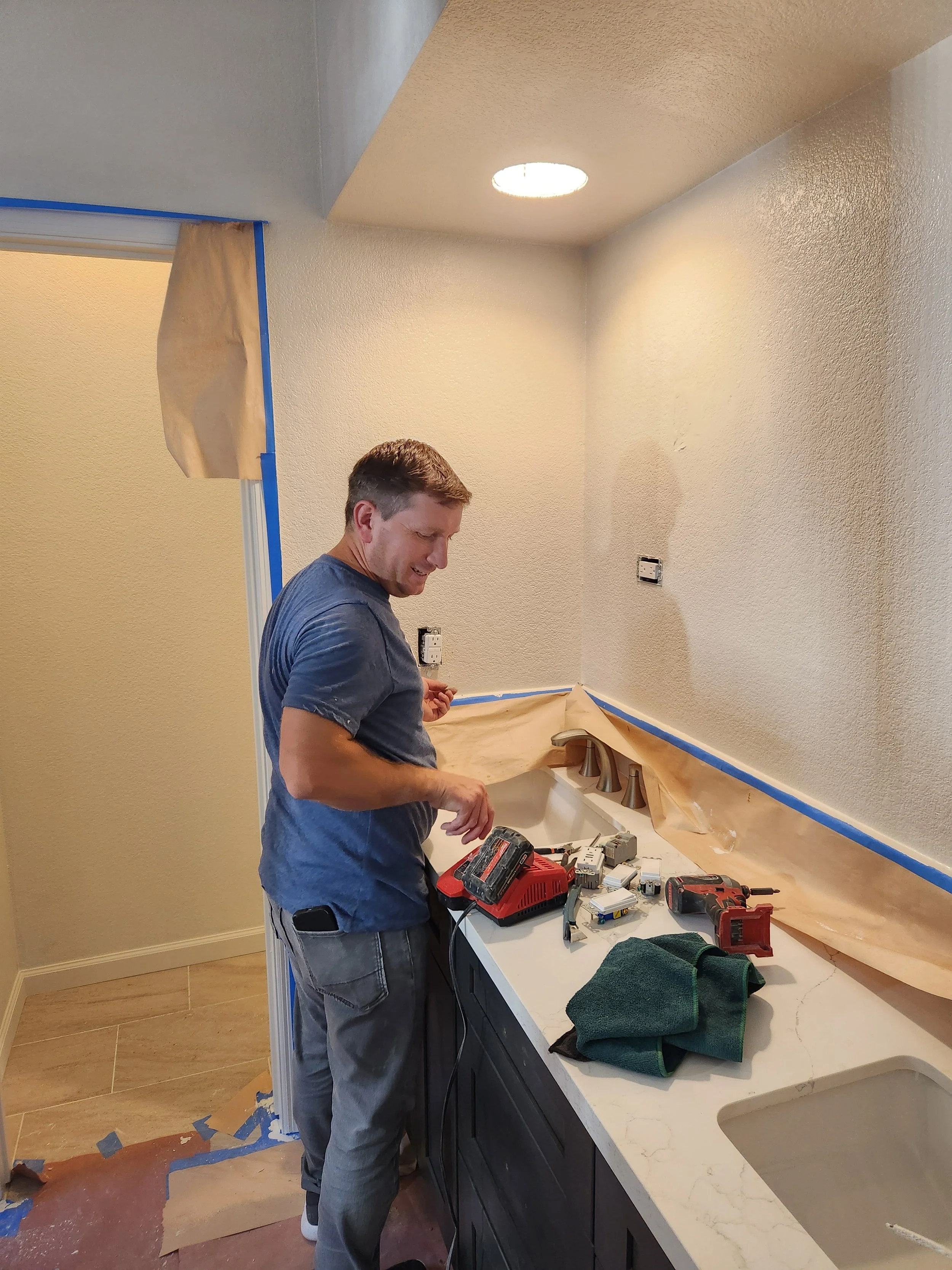 Alex installing new outlets