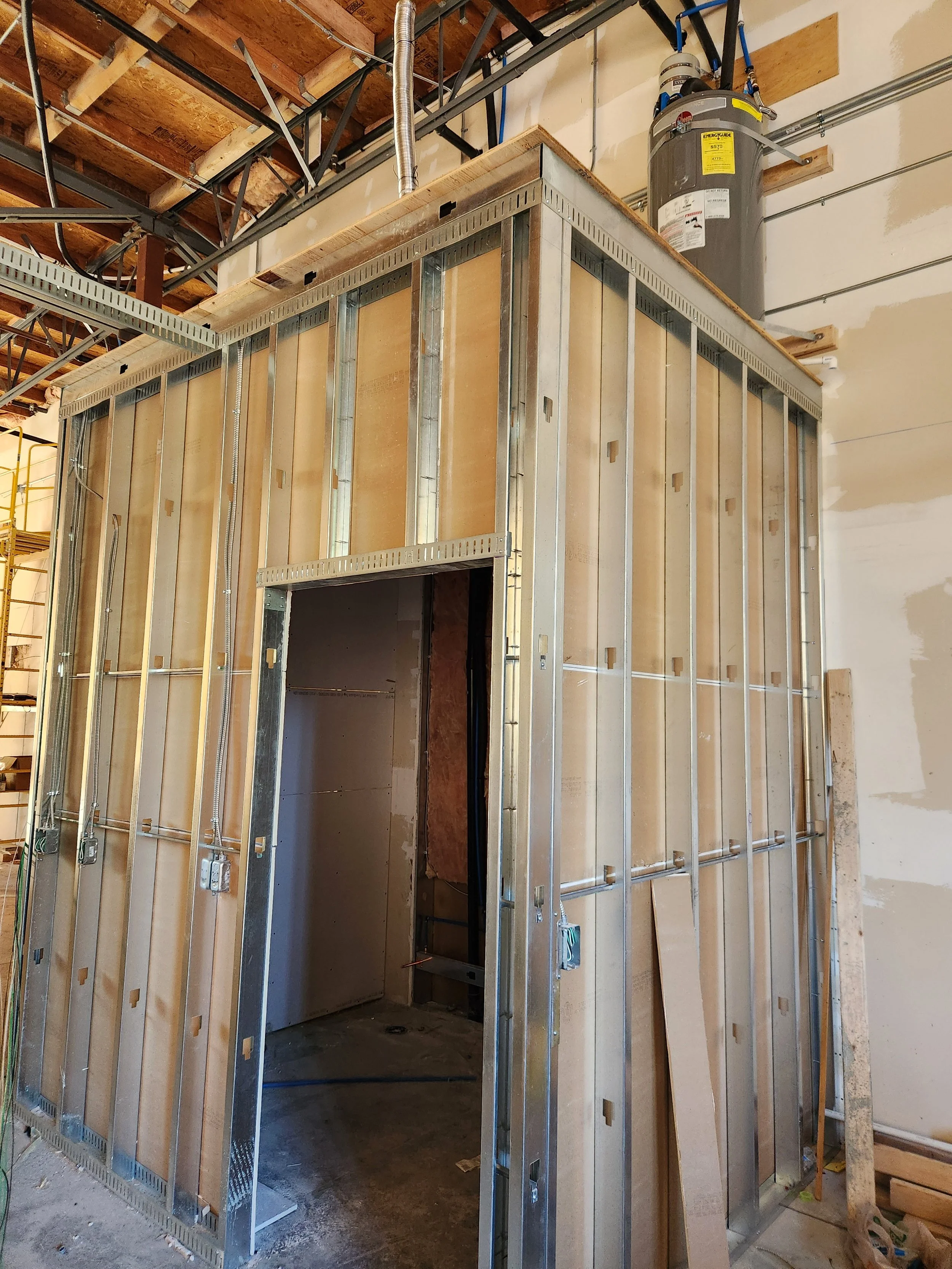 Bathroom with the water heater above