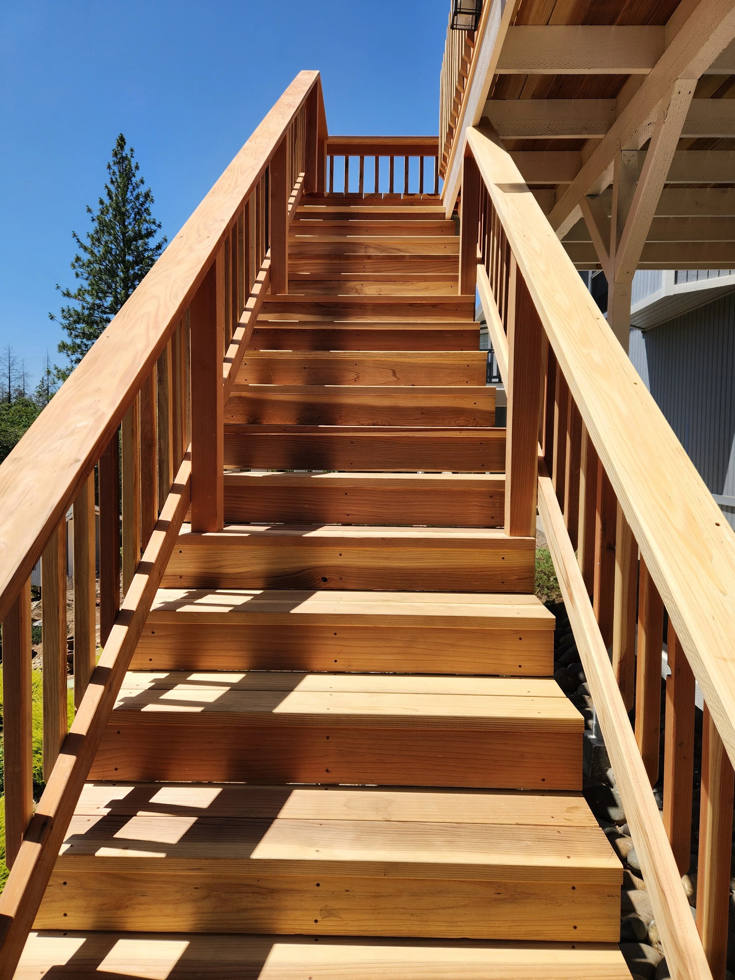 Redwood was used for the top part