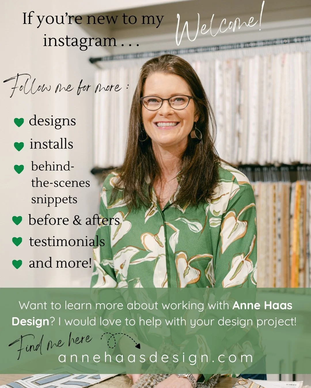 Welcome! 

I&rsquo;m Anne - the founder and principal designer at Anne Haas Design. This space is where art, color, texture, and wellness come together to inspire spaces that feel as good as they look.
Here you&rsquo;ll find design tips, project reve