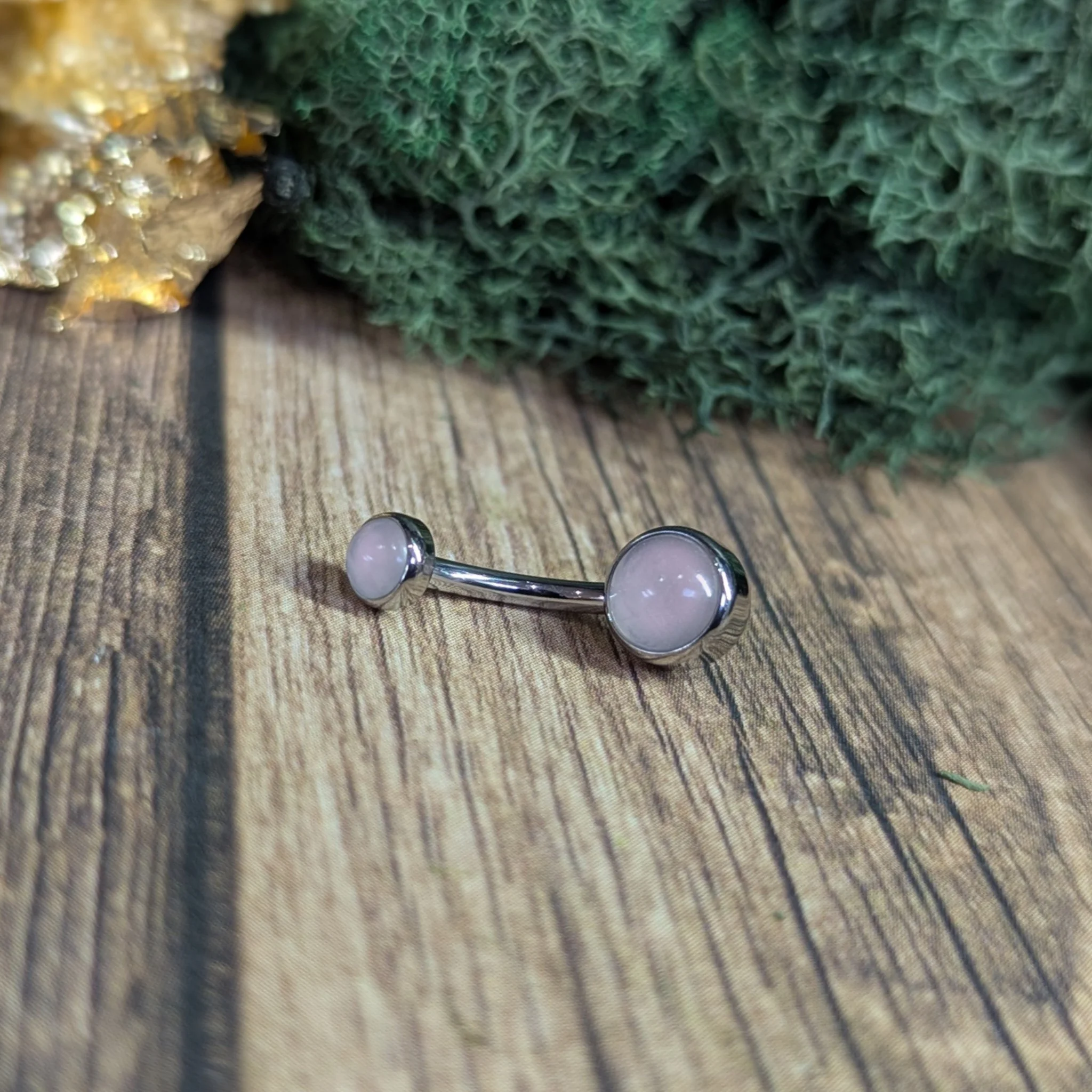 Industrial Strength 14G Titanium Stone Navel Curves