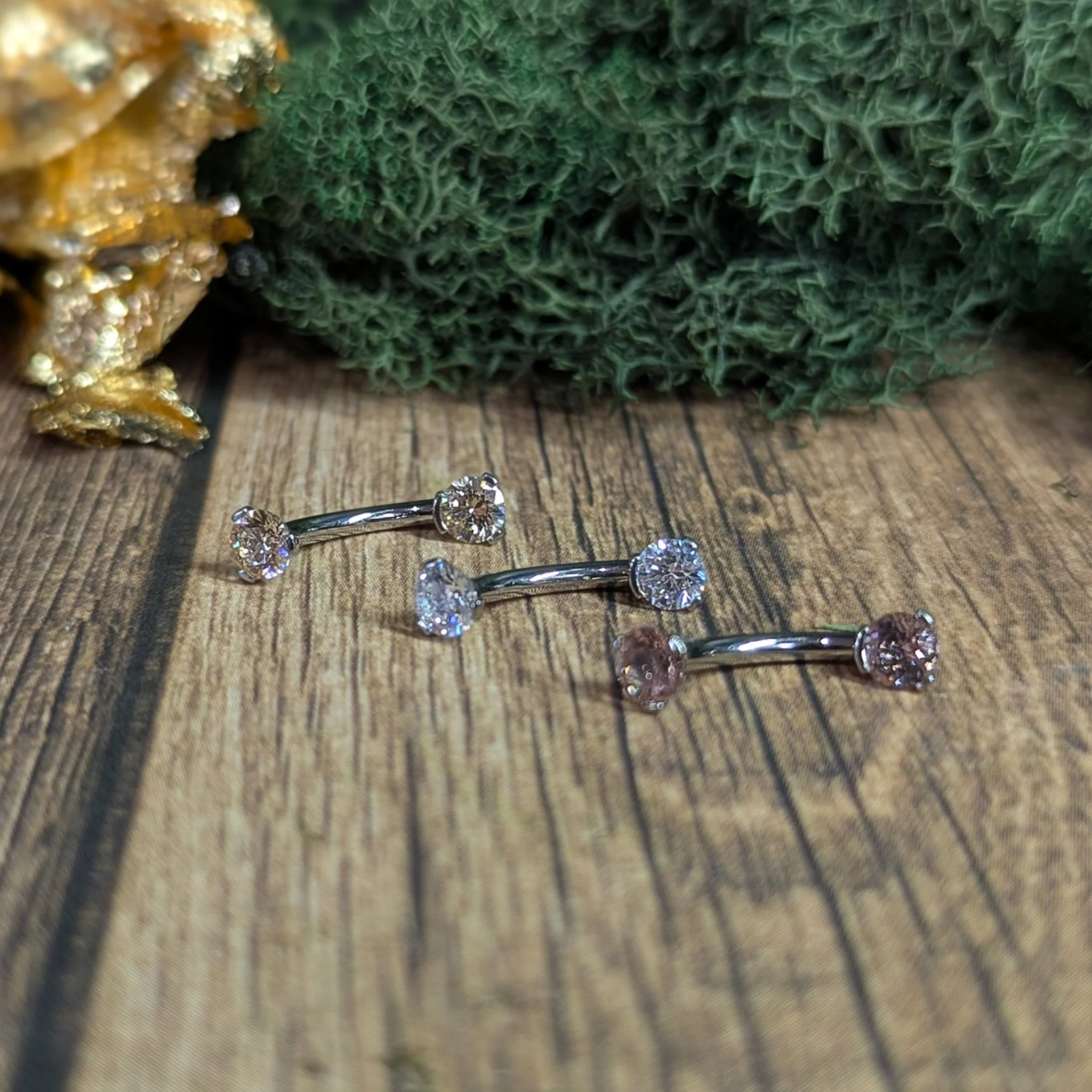 Industrial Strength 14G Double Matching CZ Titanium Navel Curve